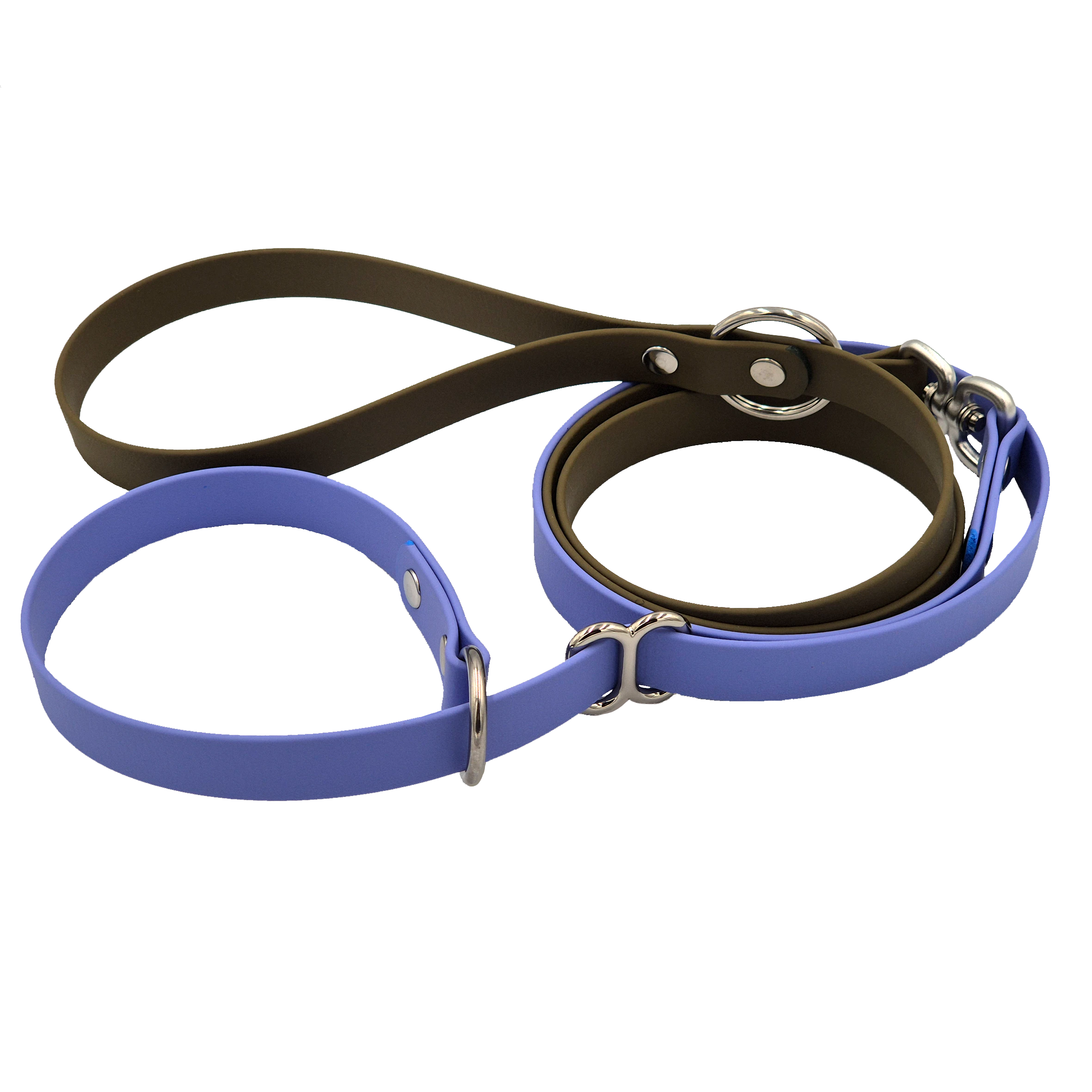 Slip Lead - Olive and Periwinkle - Silver and Stainless