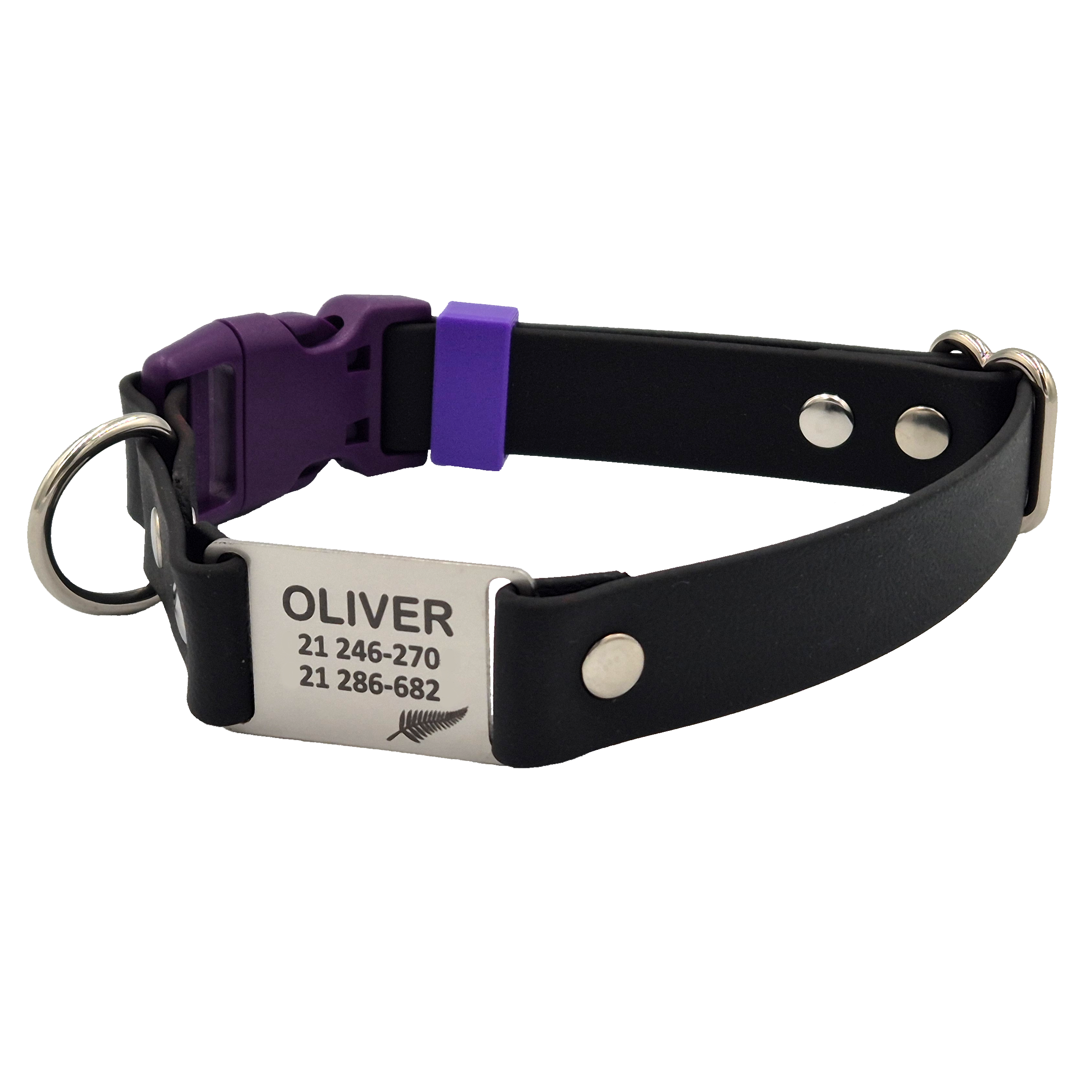 Quick Release Scrag Tag - Black with Violet Plastic