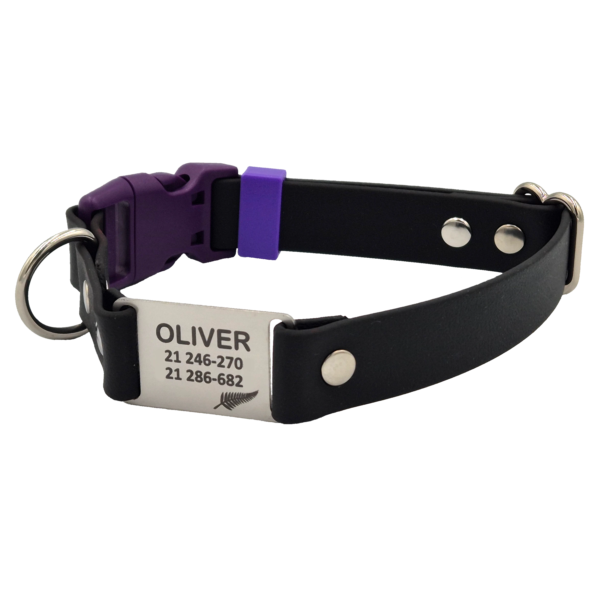 Quick Release Scrag Tag - Black with Violet Plastic