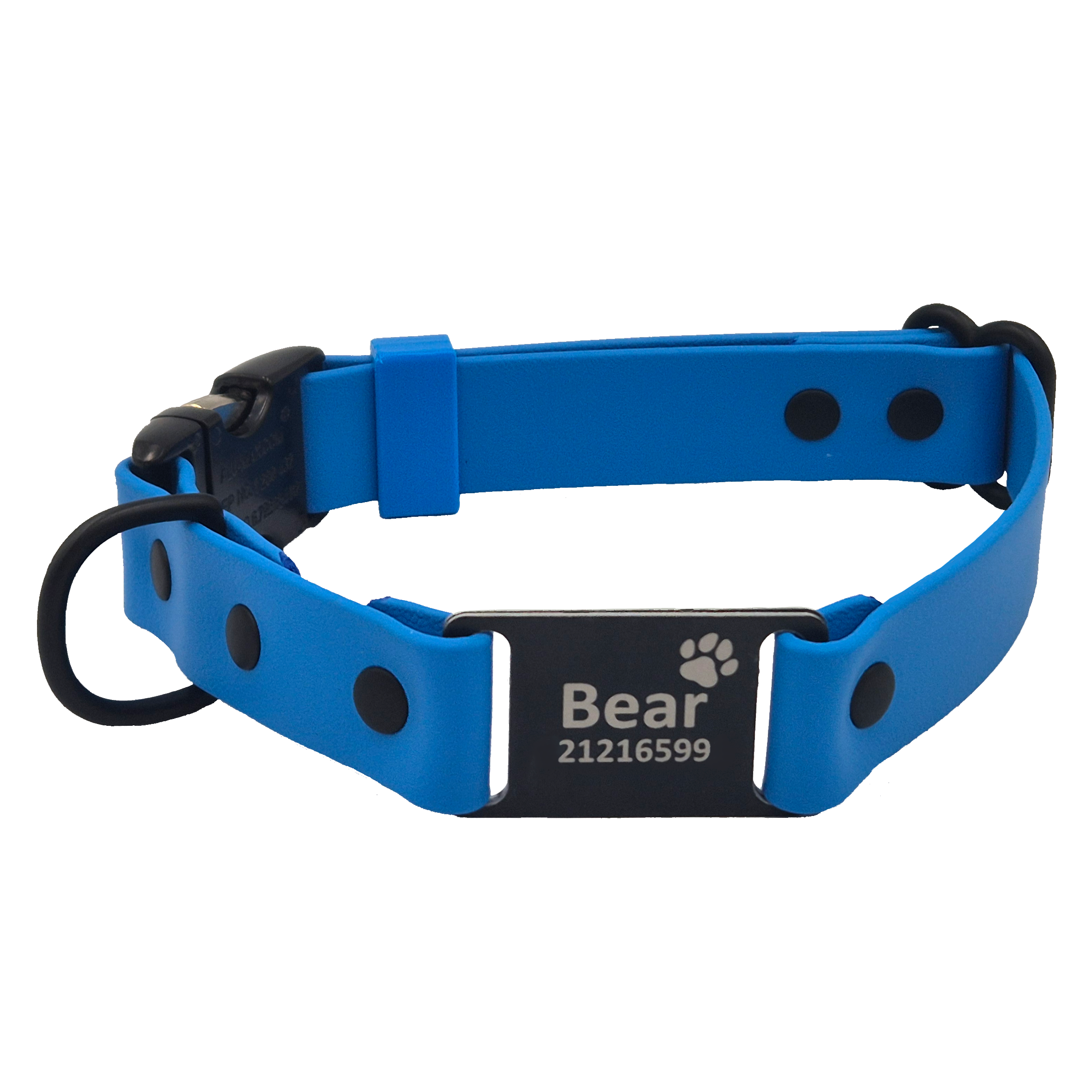 Quick Release Scrag Tag Collar - Light Blue with Black and Gunmetal