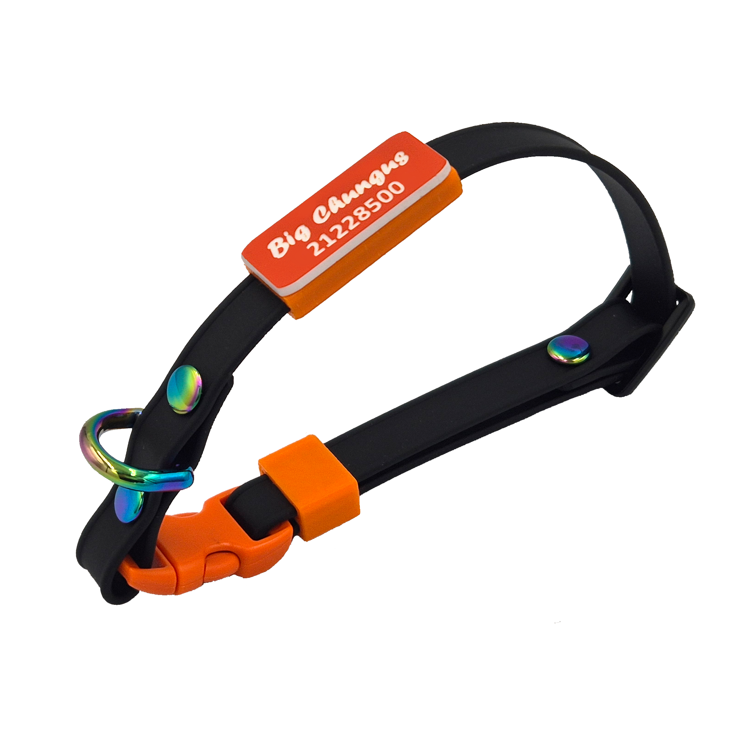 Slide-On Scrag Tag Cat Collar - Black with Orange - Orange Scrag Tag