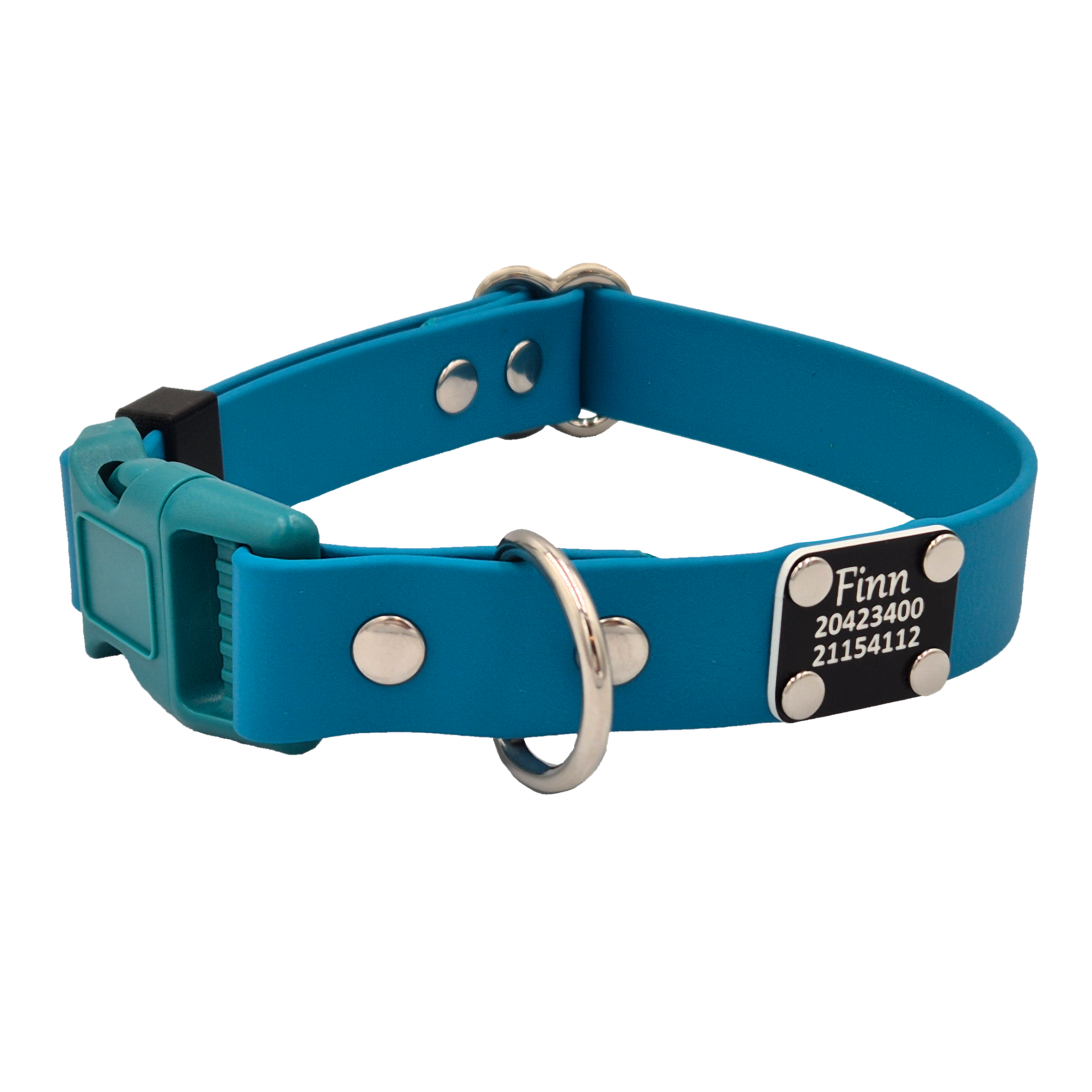 Quick Release Dog Collar - Lagune Blue and Teal Plastic - Riveted Scrag