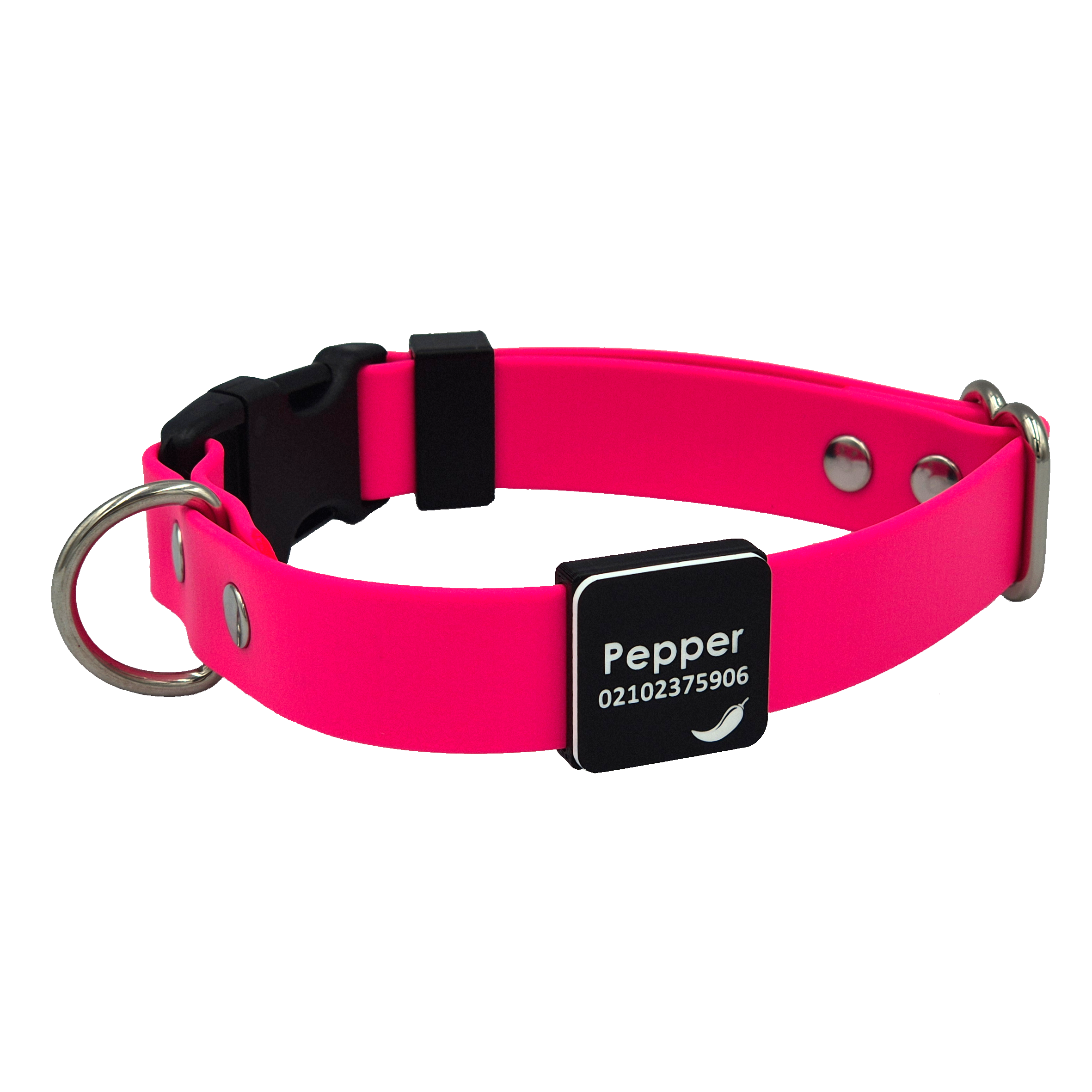 Quick Release Dog Collar - Passion Pink with Black Plastic - Slide-On
