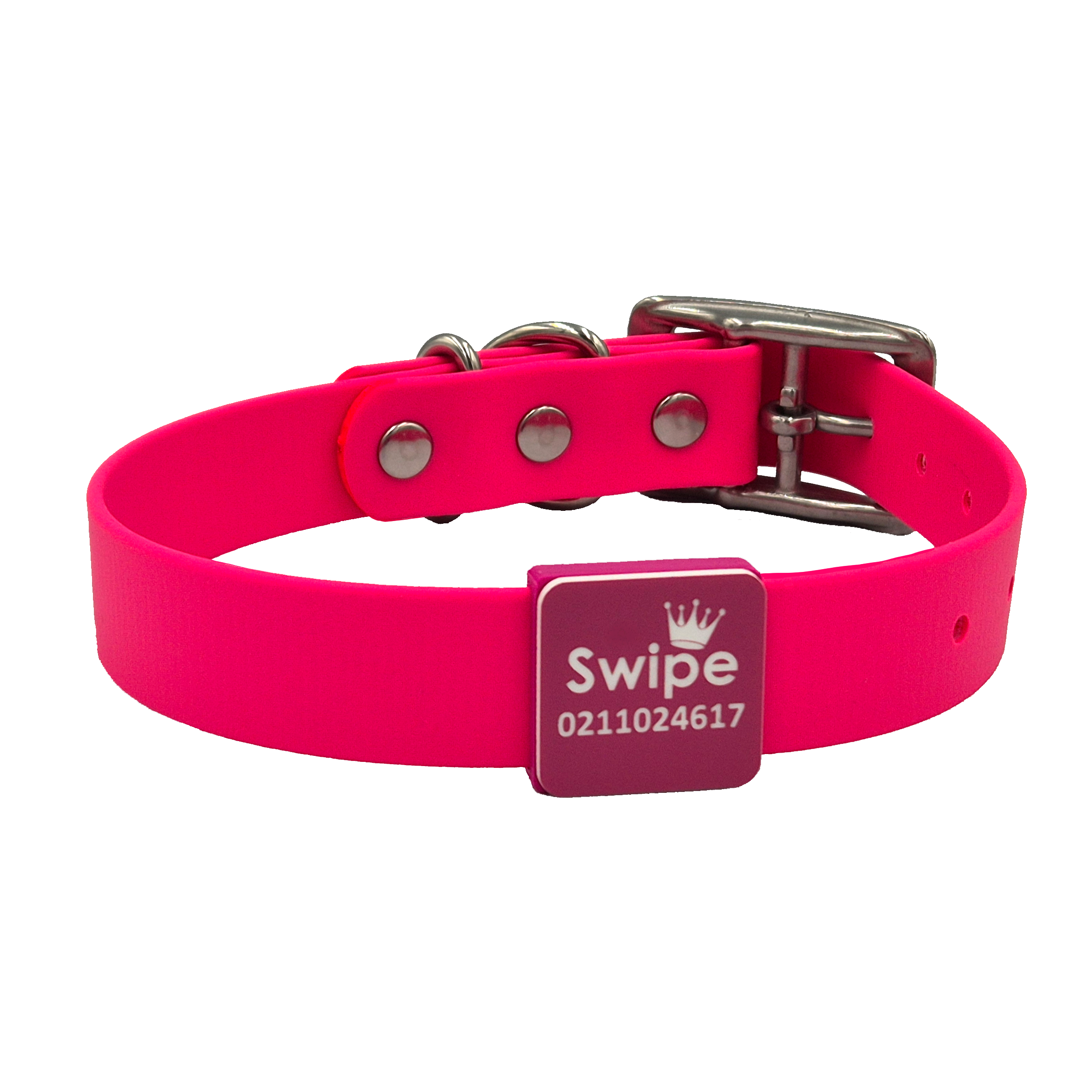 Classic Dog Collar - Passion Pink and Stainless - Slide-On