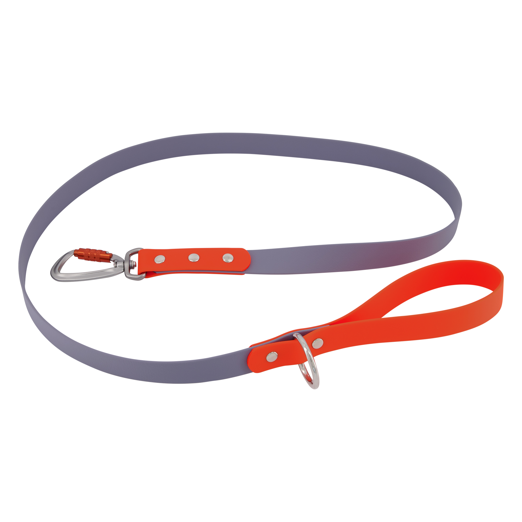 Two-Tone Carabiner Lead - Grey and Orange 