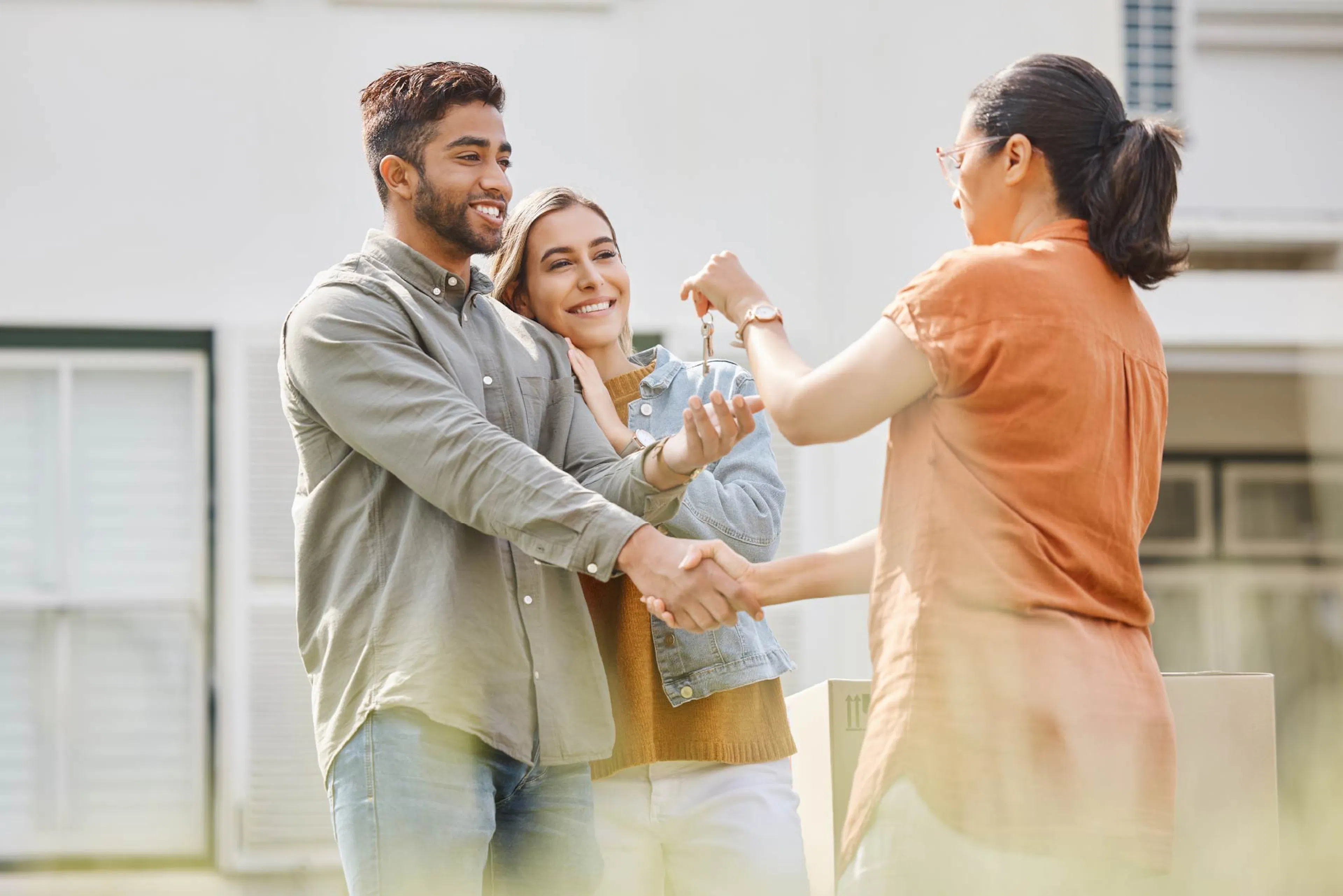 Young couple buying a house