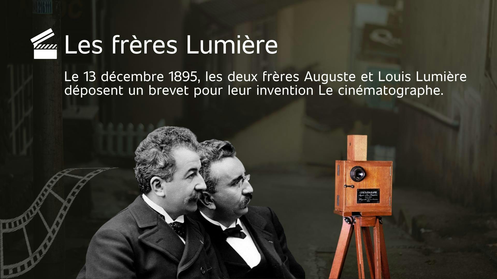 photo des deux frères Lumière et leur invention, le cinématographe