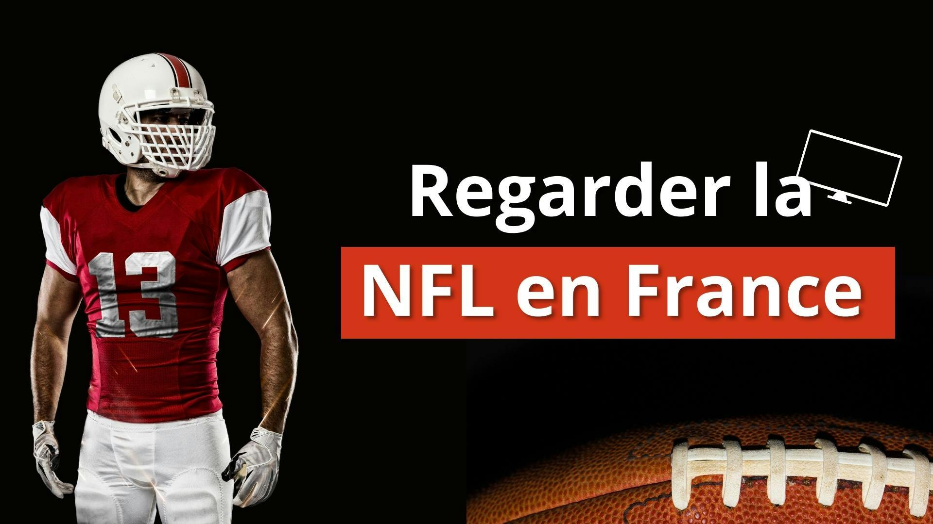 Joueur de NFL portant le numéro 13 debout sur un fond noir avec le titre regarder la NFL en France