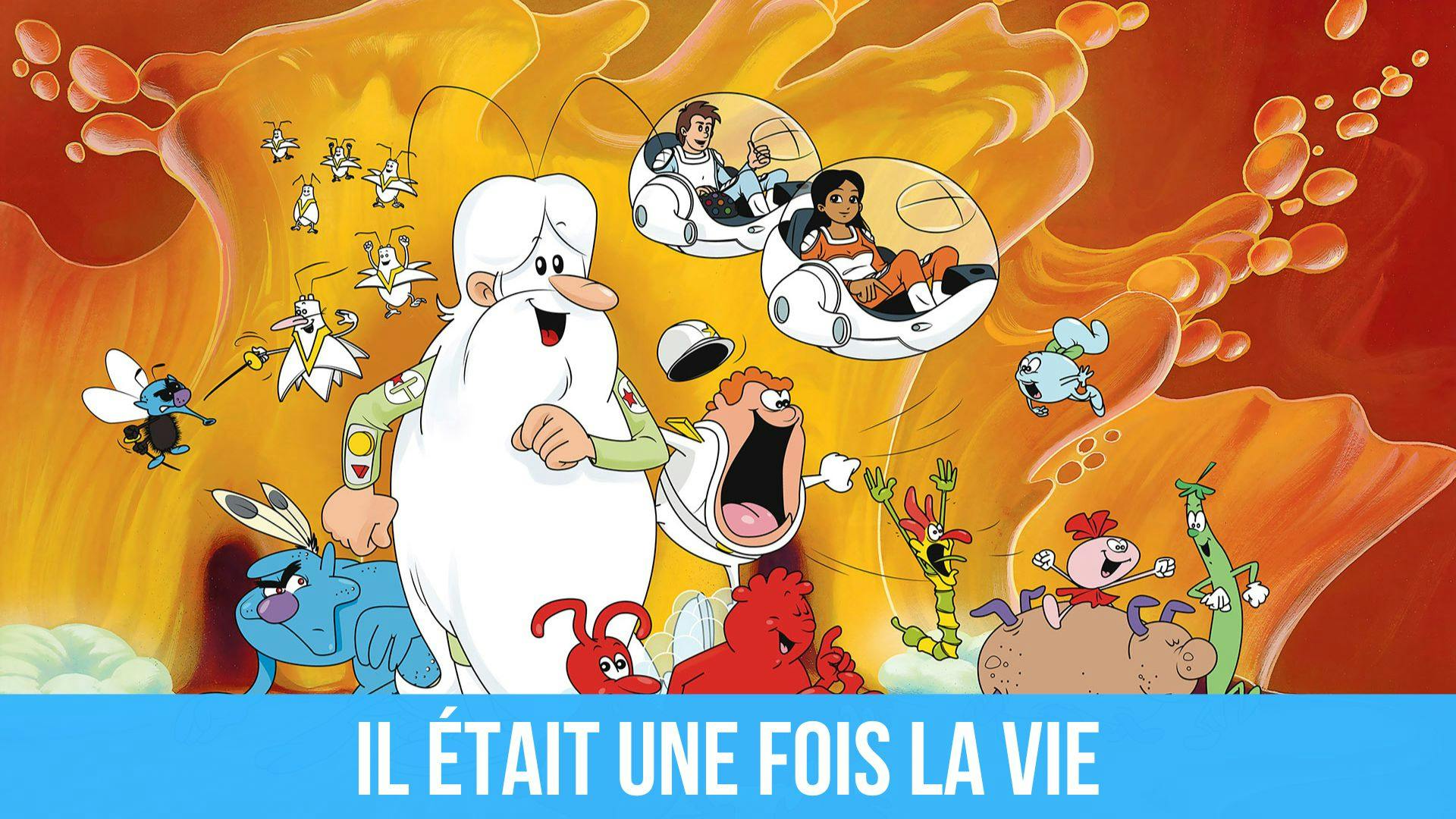 Poster du dessin animé Il était une fois la vie et un titre sur fond bleu