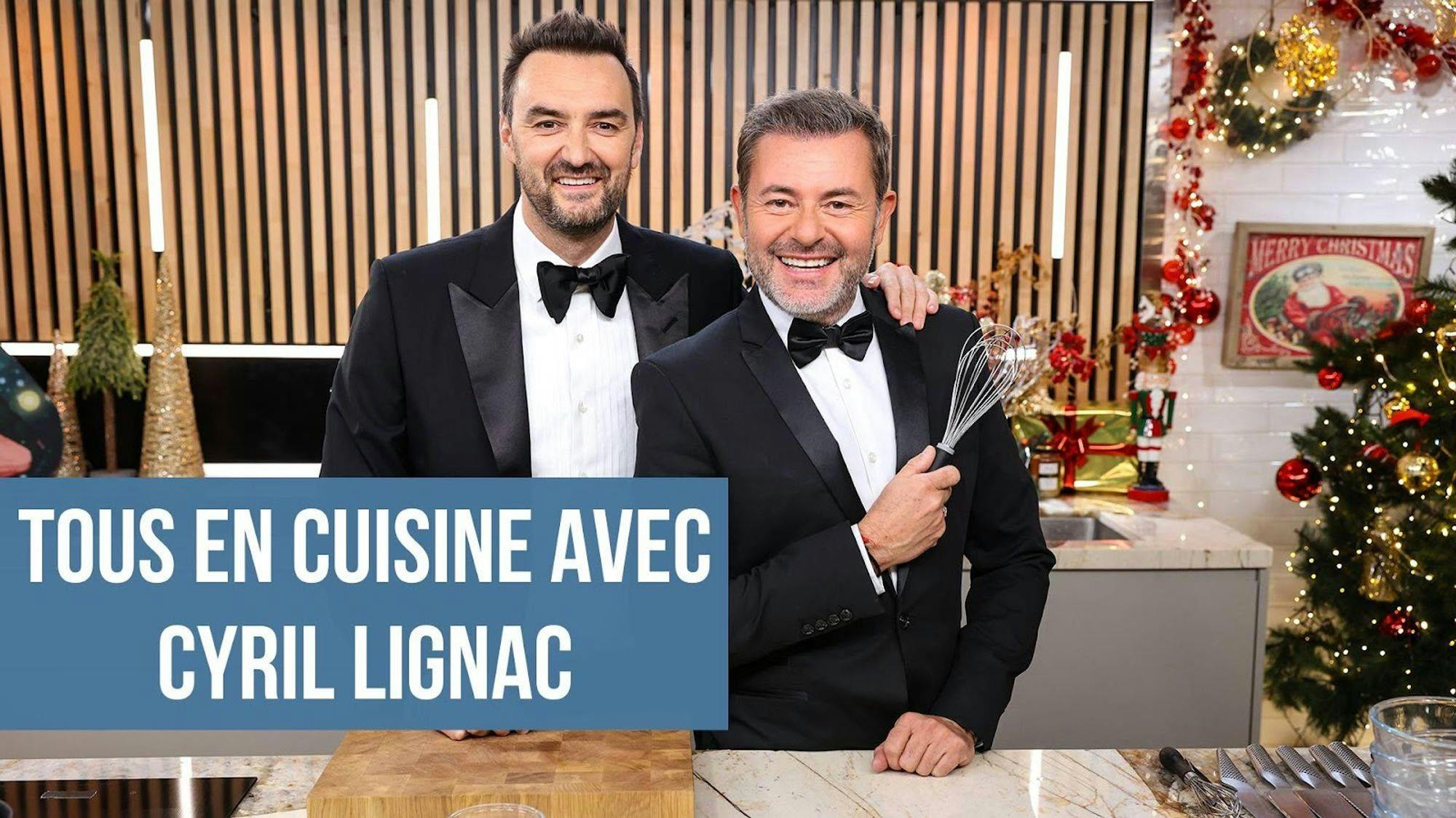 photo de Cyril et Jérôme en cuisine avec un titre sur fond bleu