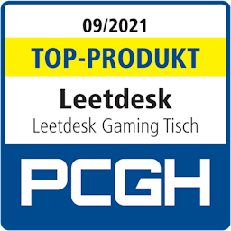LeetDesk Bureau de gaming Produit phare du badge éditorial PCGH