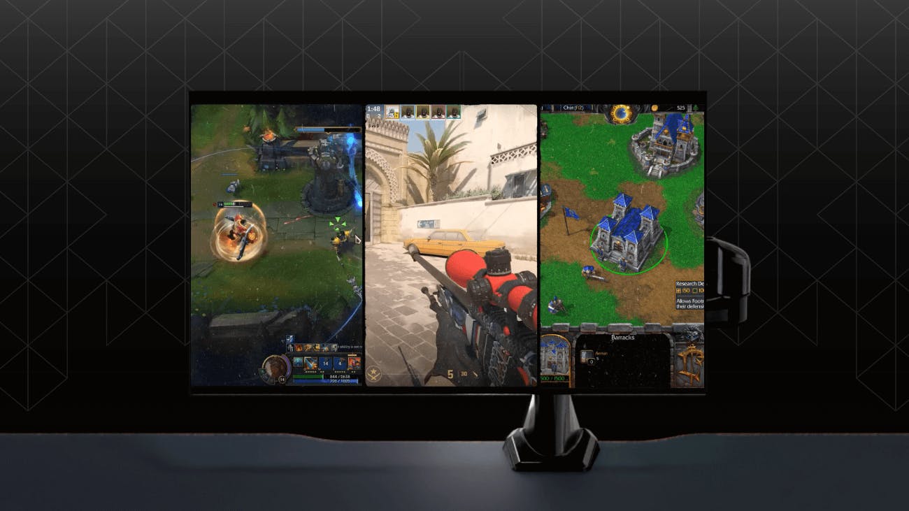 Ein PC Bildschirm mit 3 verschiedenen Spielen darauf