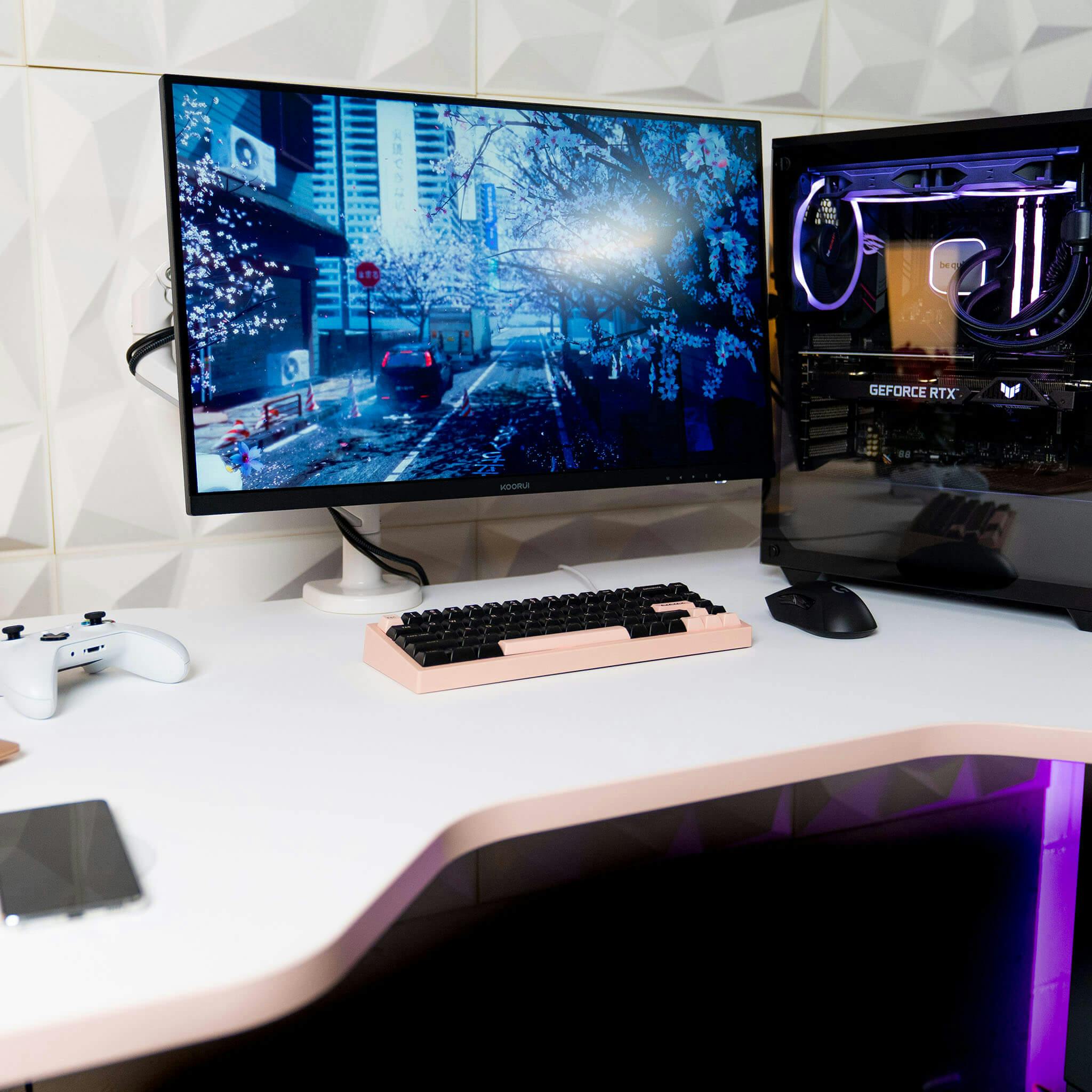 White Standing Gaming Desks, Customizable, LeetDesk