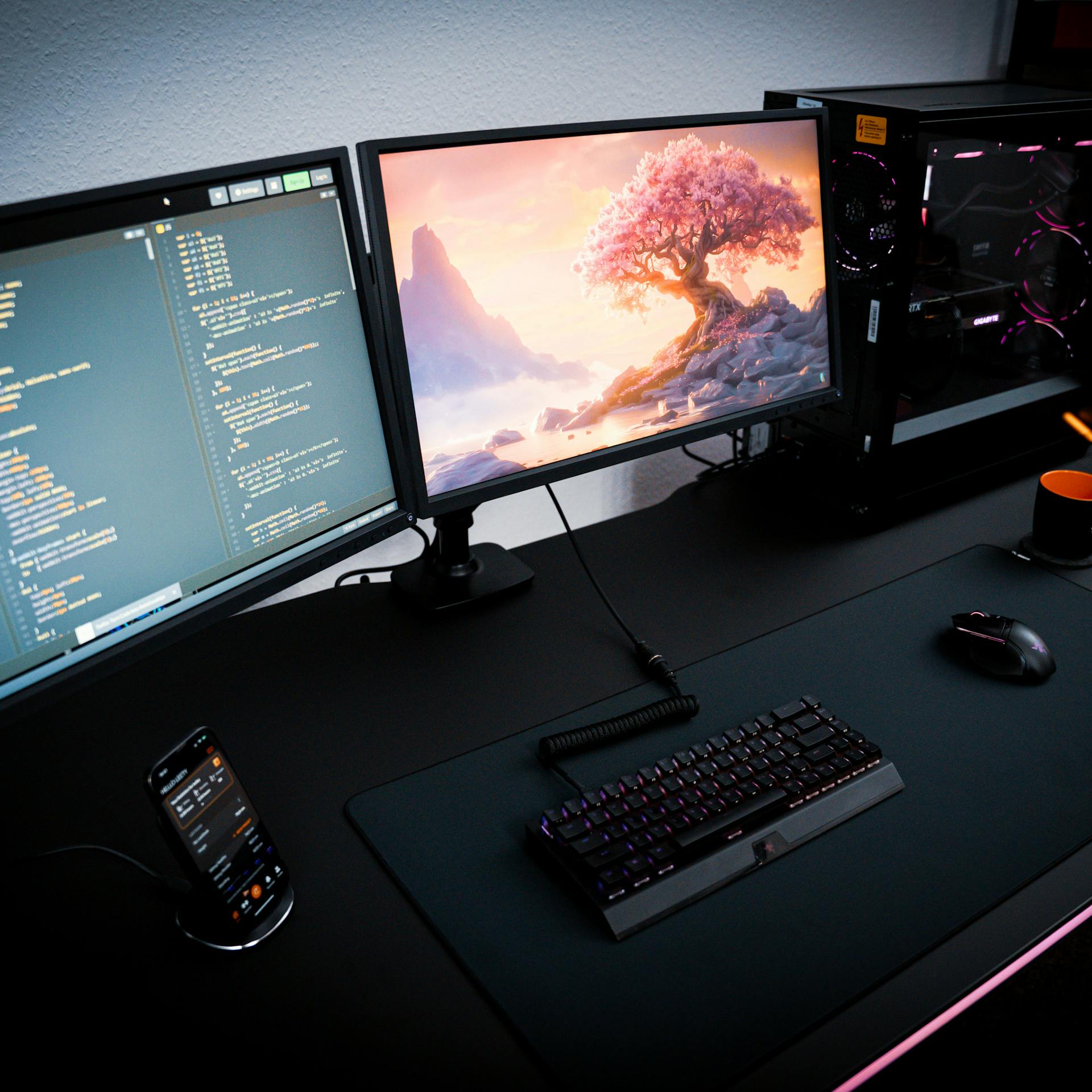 LeetDesk Aura LED Gaming Tisch Setup