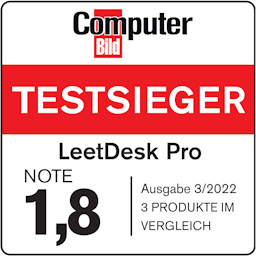 LeetDesk Bureau de gaming Test Gagnant Badge Computerbild
