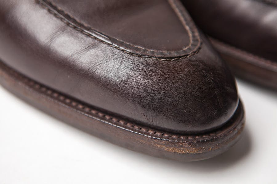 A close-up view of the right toe box, taken at a slight angle.