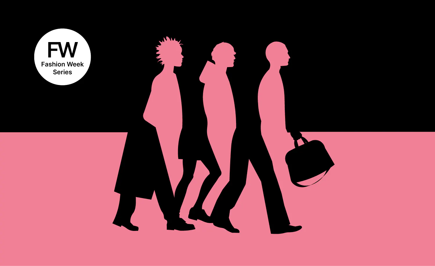 a poster with silhouettes of people walking with luggage.