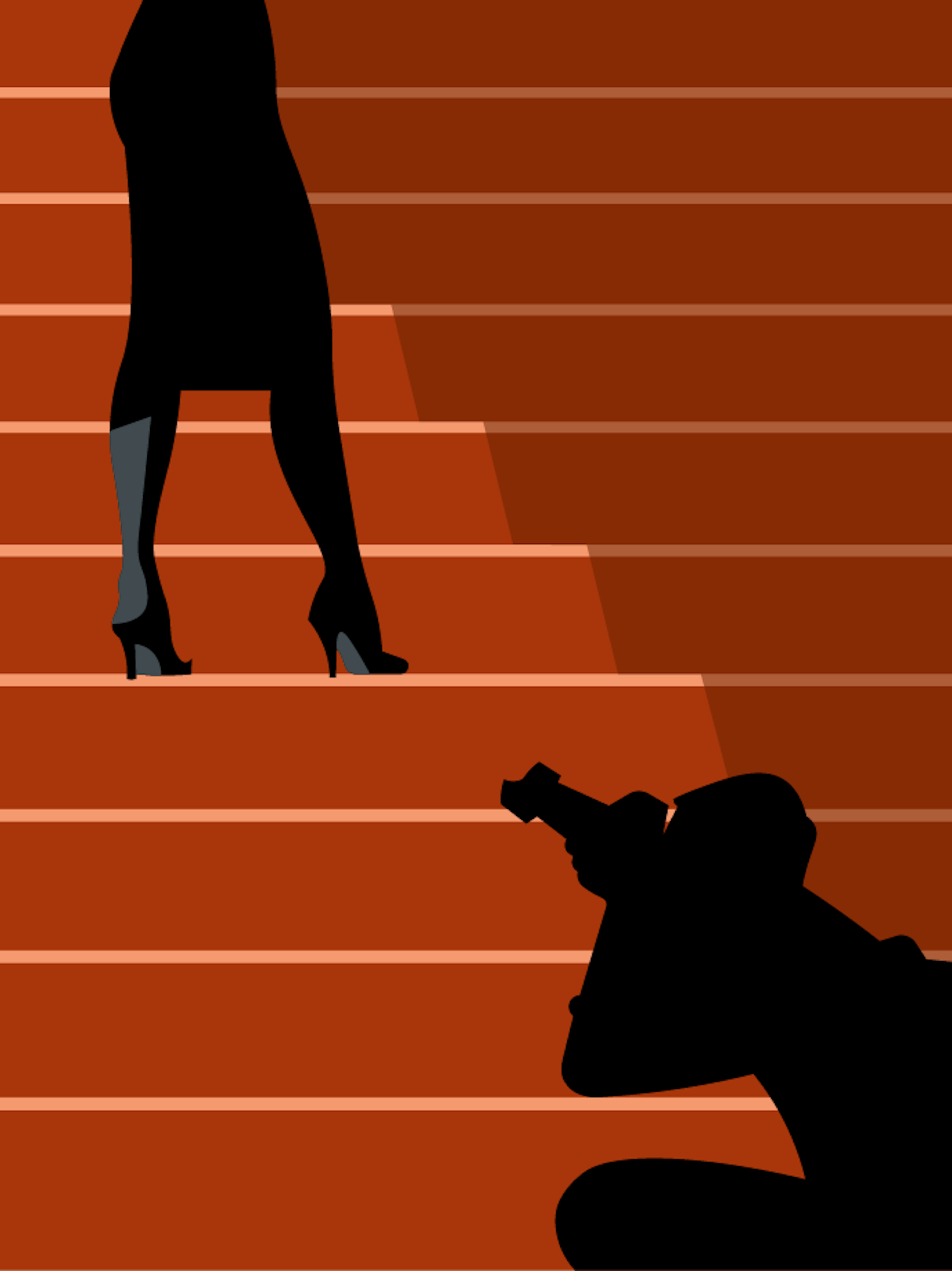a silhouette of a woman on the stairs.
