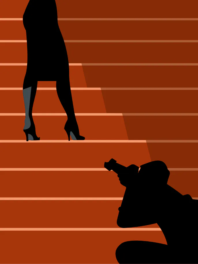 a silhouette of a woman on the stairs.