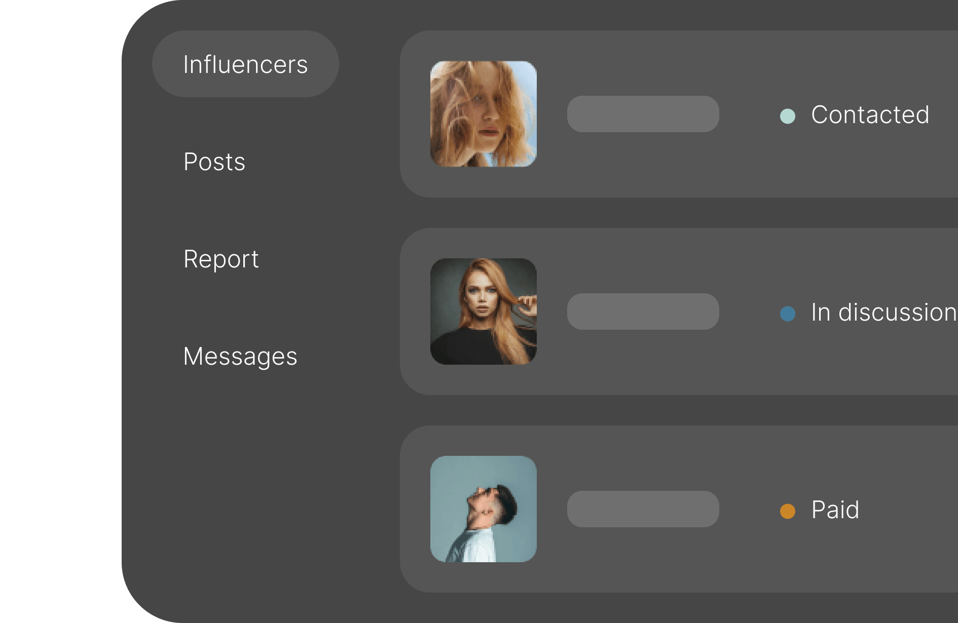 Illustration of influencers list in the Lefty platform