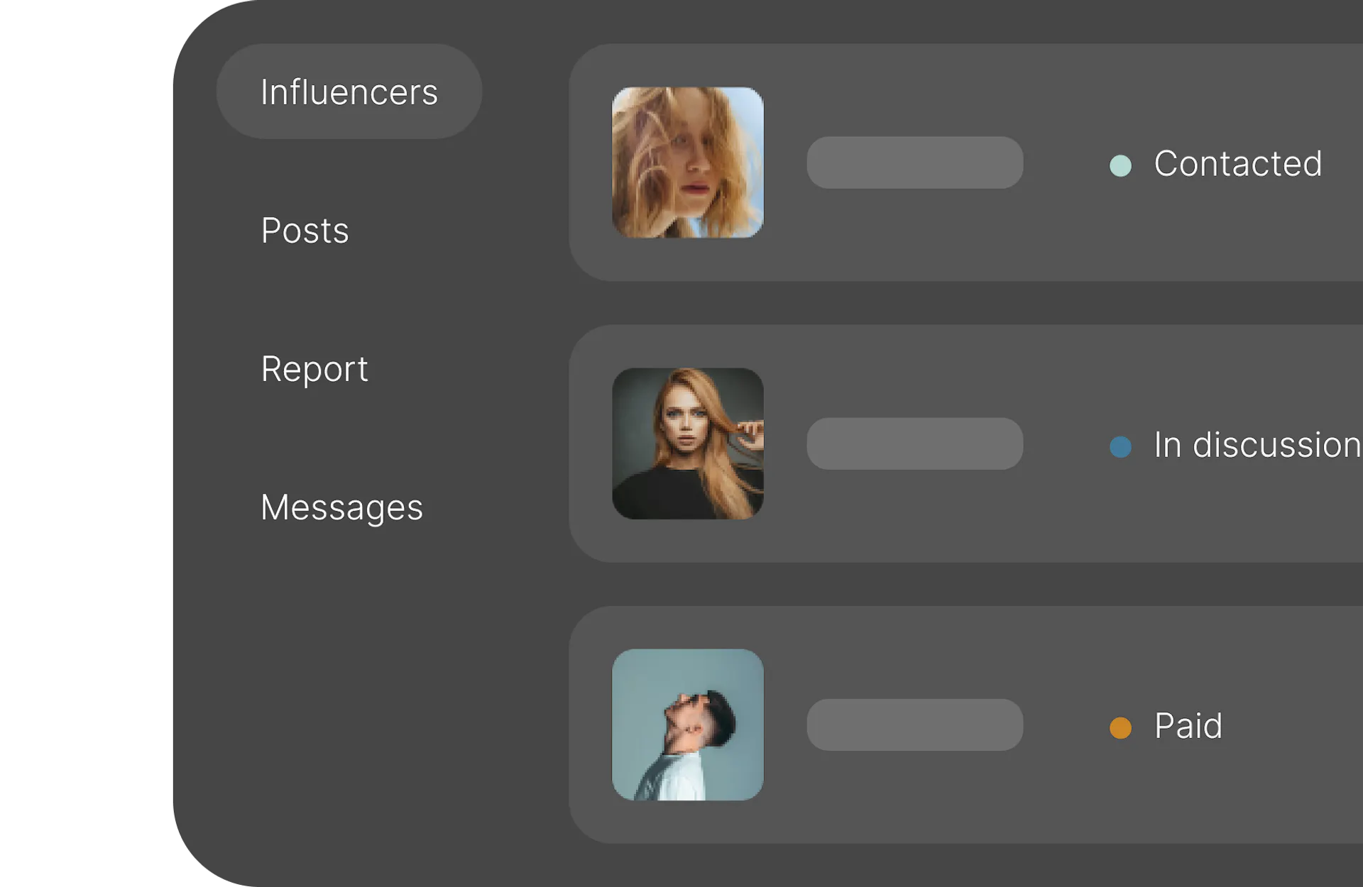 Illustration of influencers list in the Lefty platform