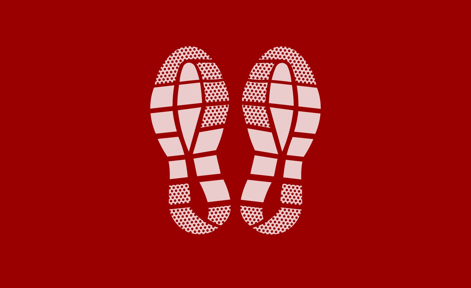 a pair of running shoes on a red background.