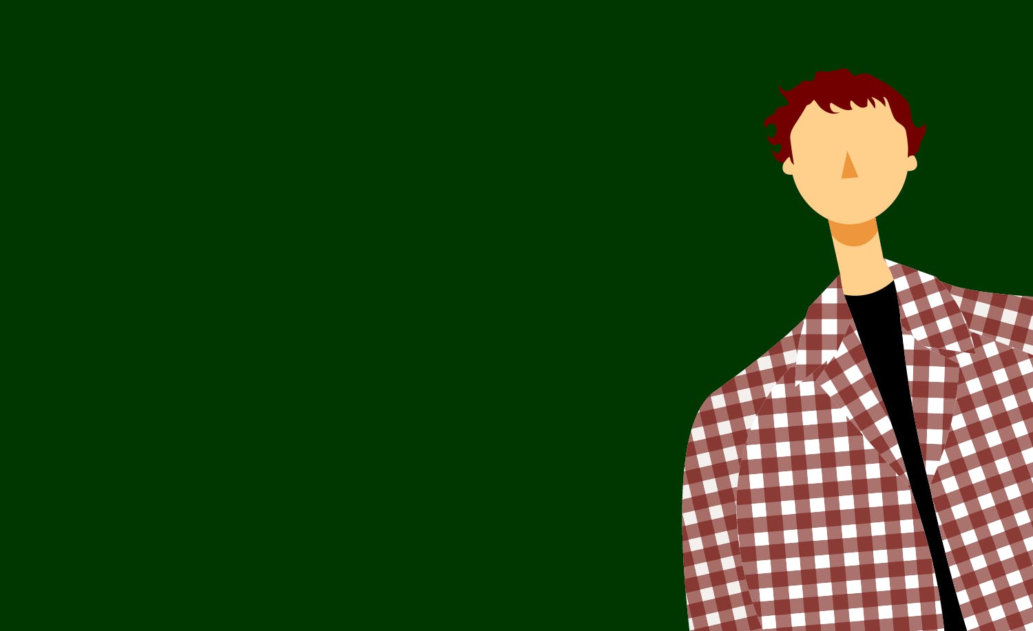 a cartoon of a man in a plaid shirt.