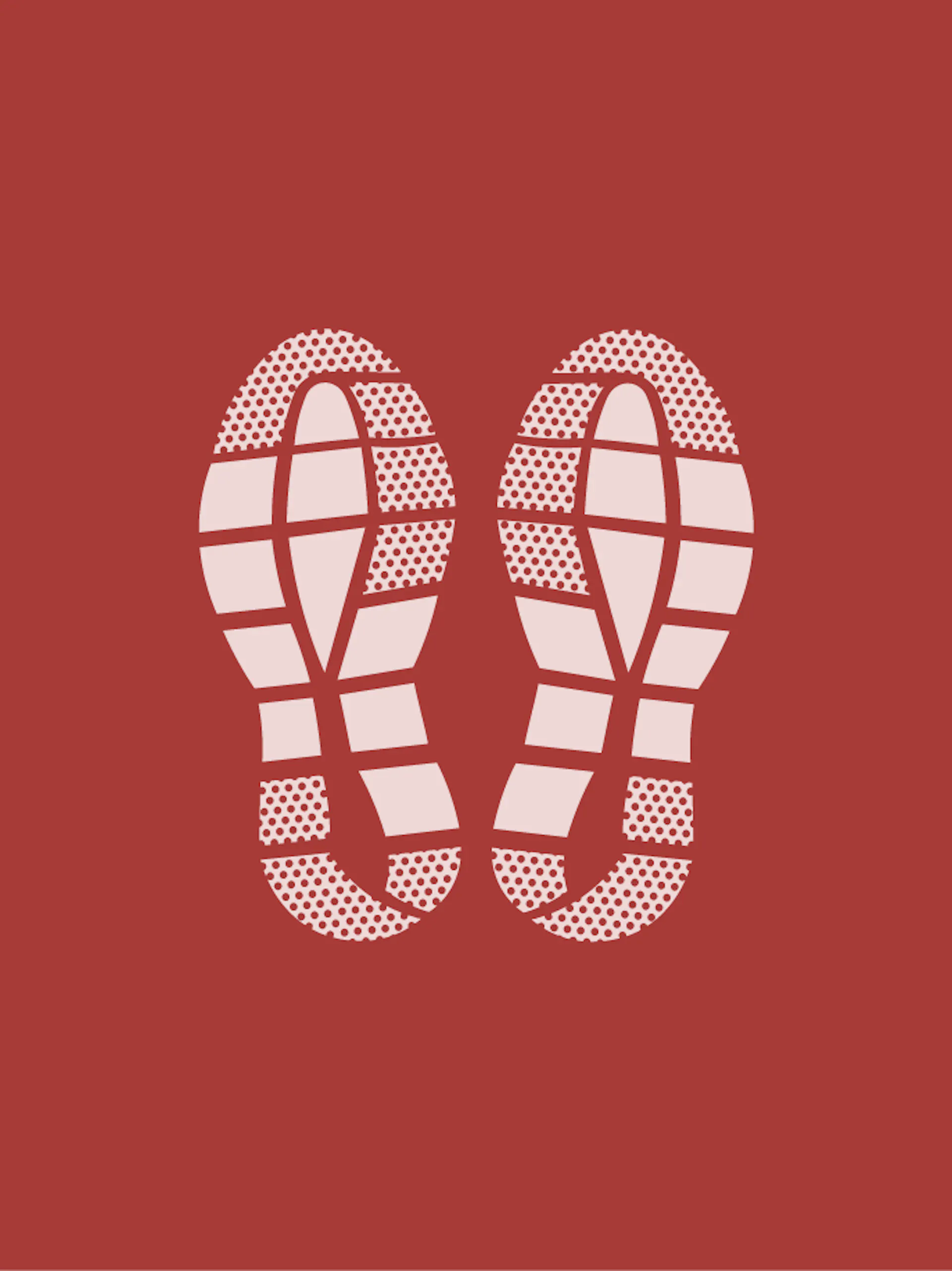 a pair of running shoes on a red background.