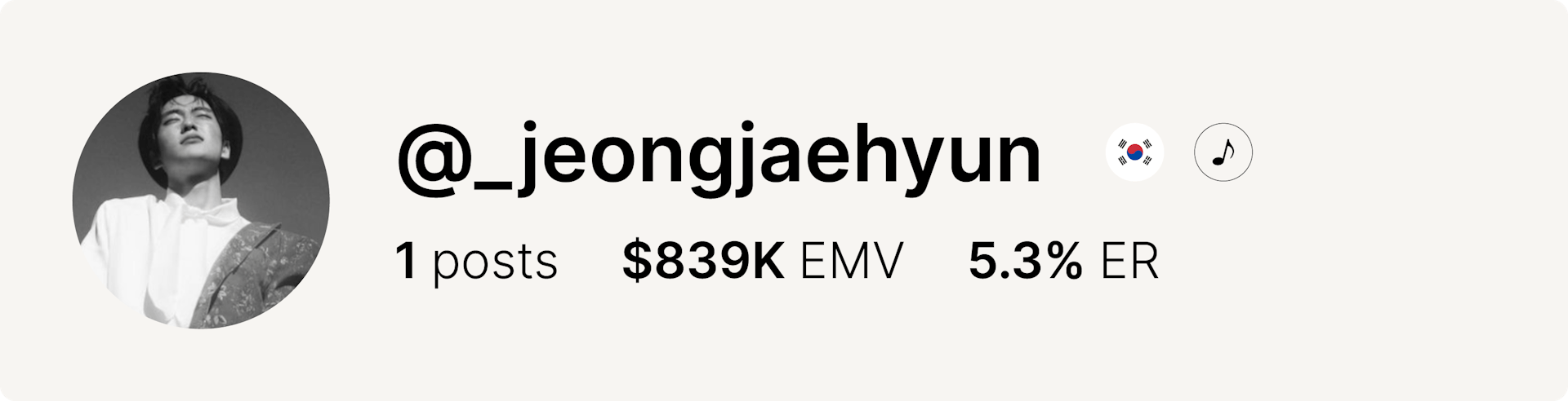 An image of singer Jaehyun's Instagram account and statistics from the fashion week.