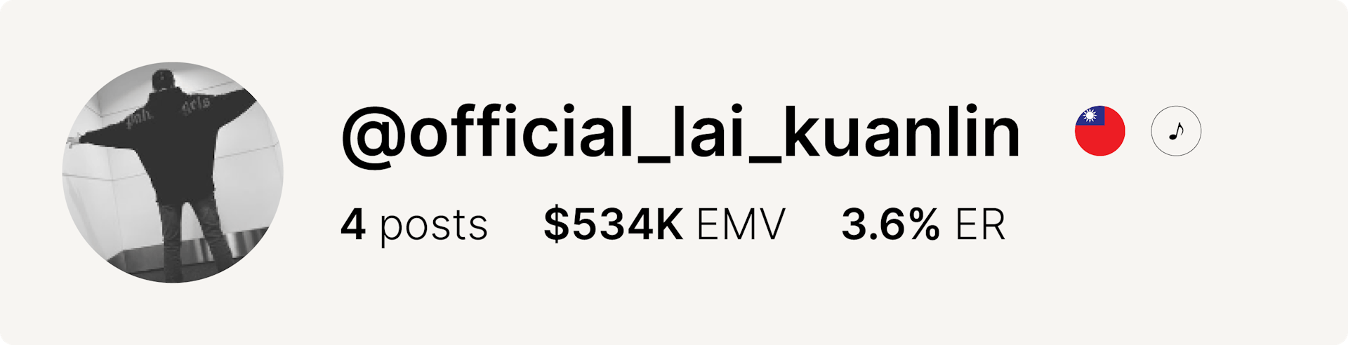 An image of singer Lai Kuan-lin's Instagram account and statistics from the fashion week.