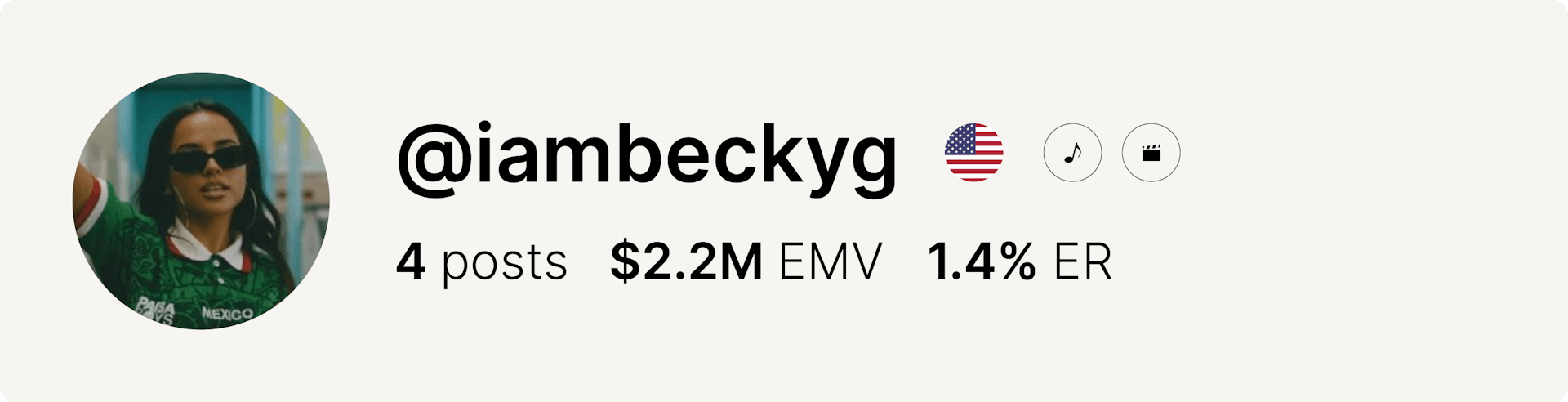 An image of Becky G's Instagram account and data from the fashion week.