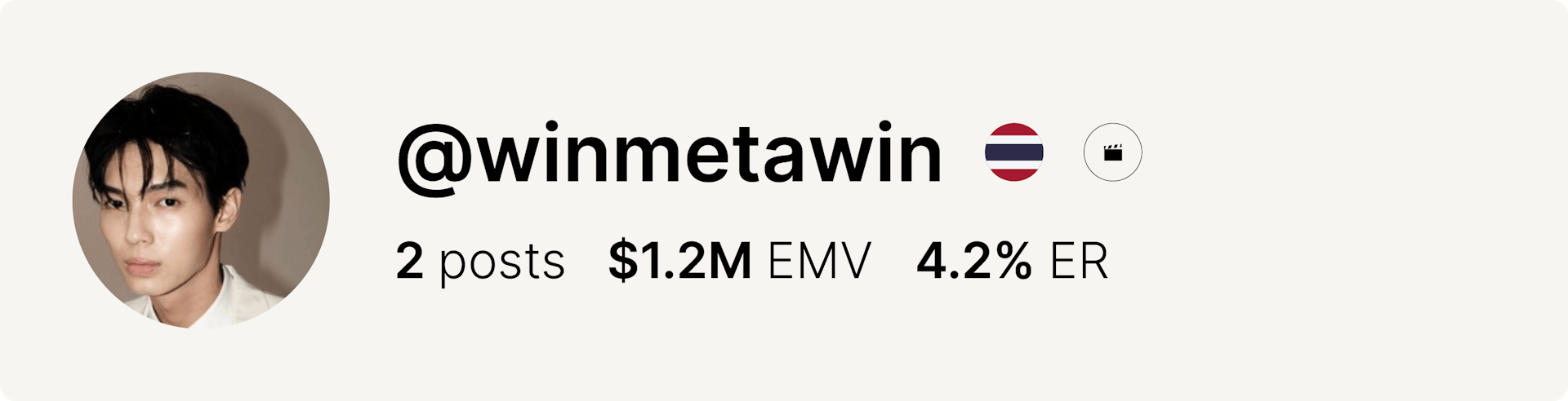 An image of Win Metawin's Instagram account and data from the fashion week.