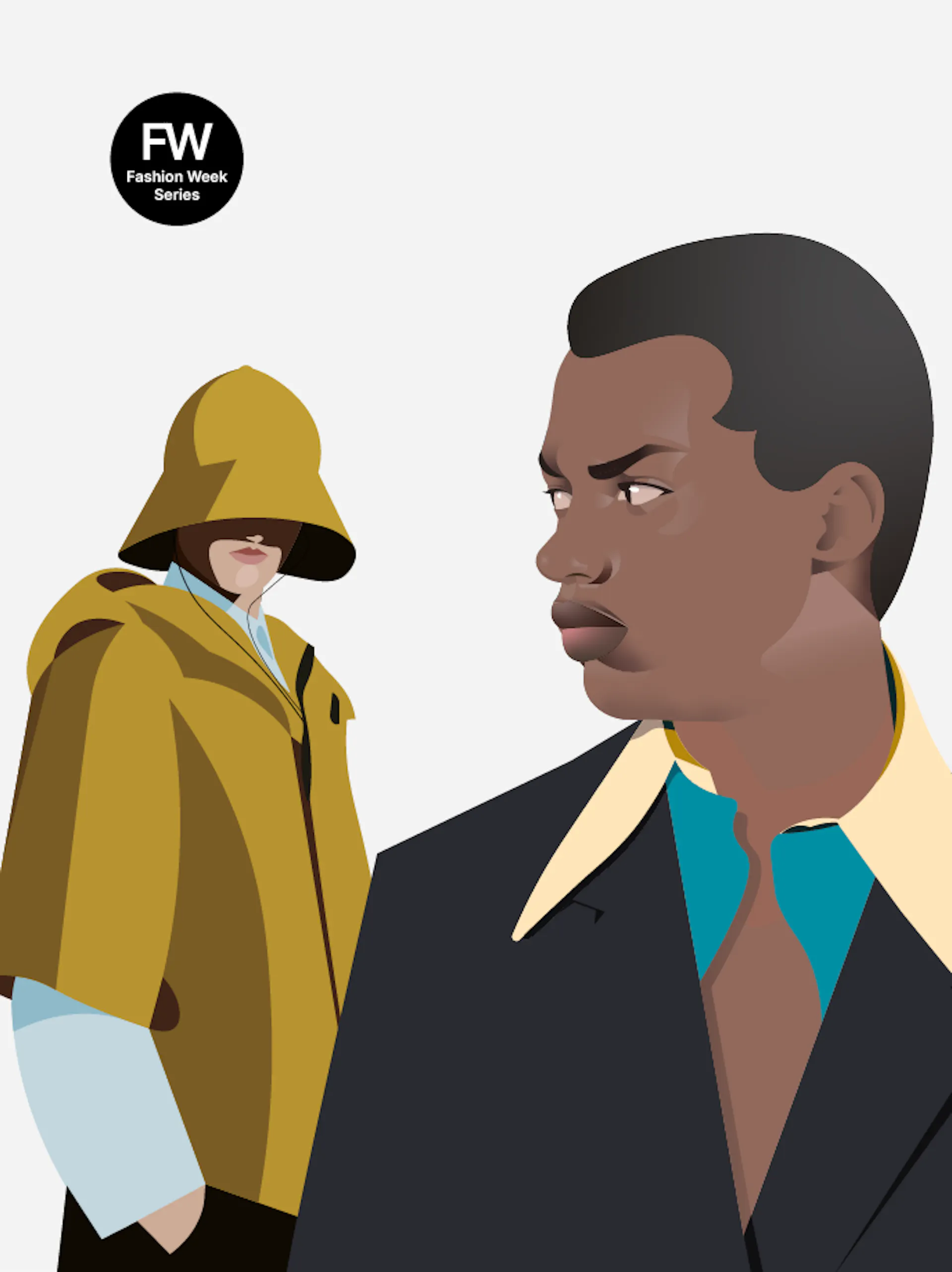 a man in a yellow jacket and a man in a suit.
