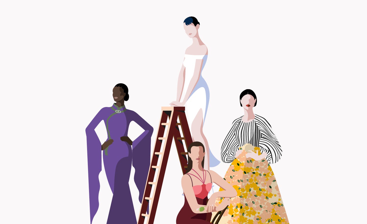 An illustration of a group of women against a white background. 