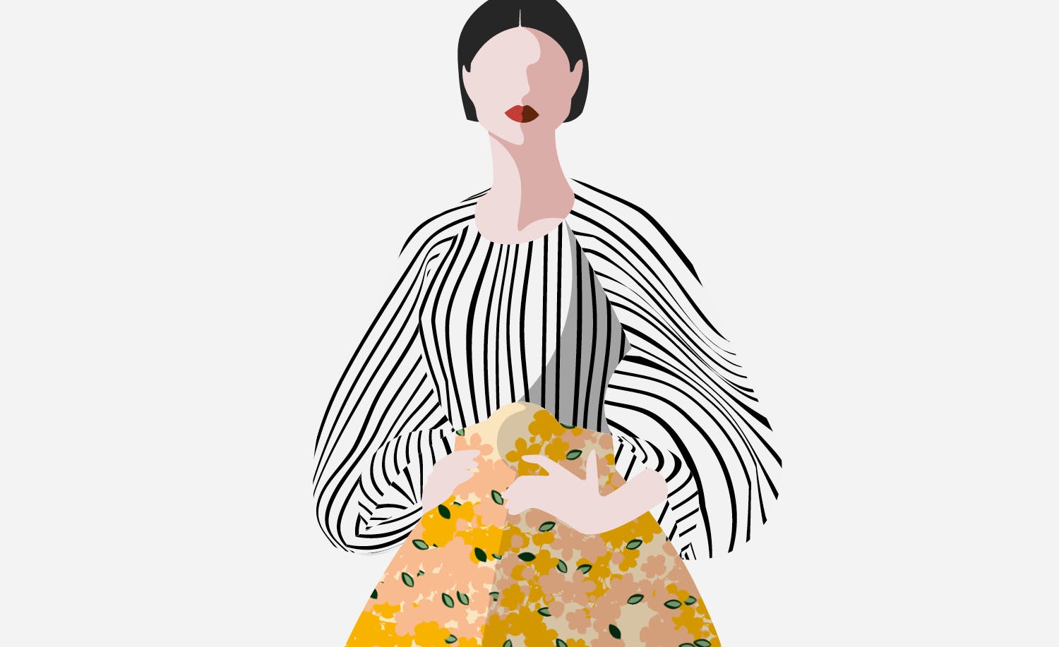 an illustration of a woman in a yellow dress.