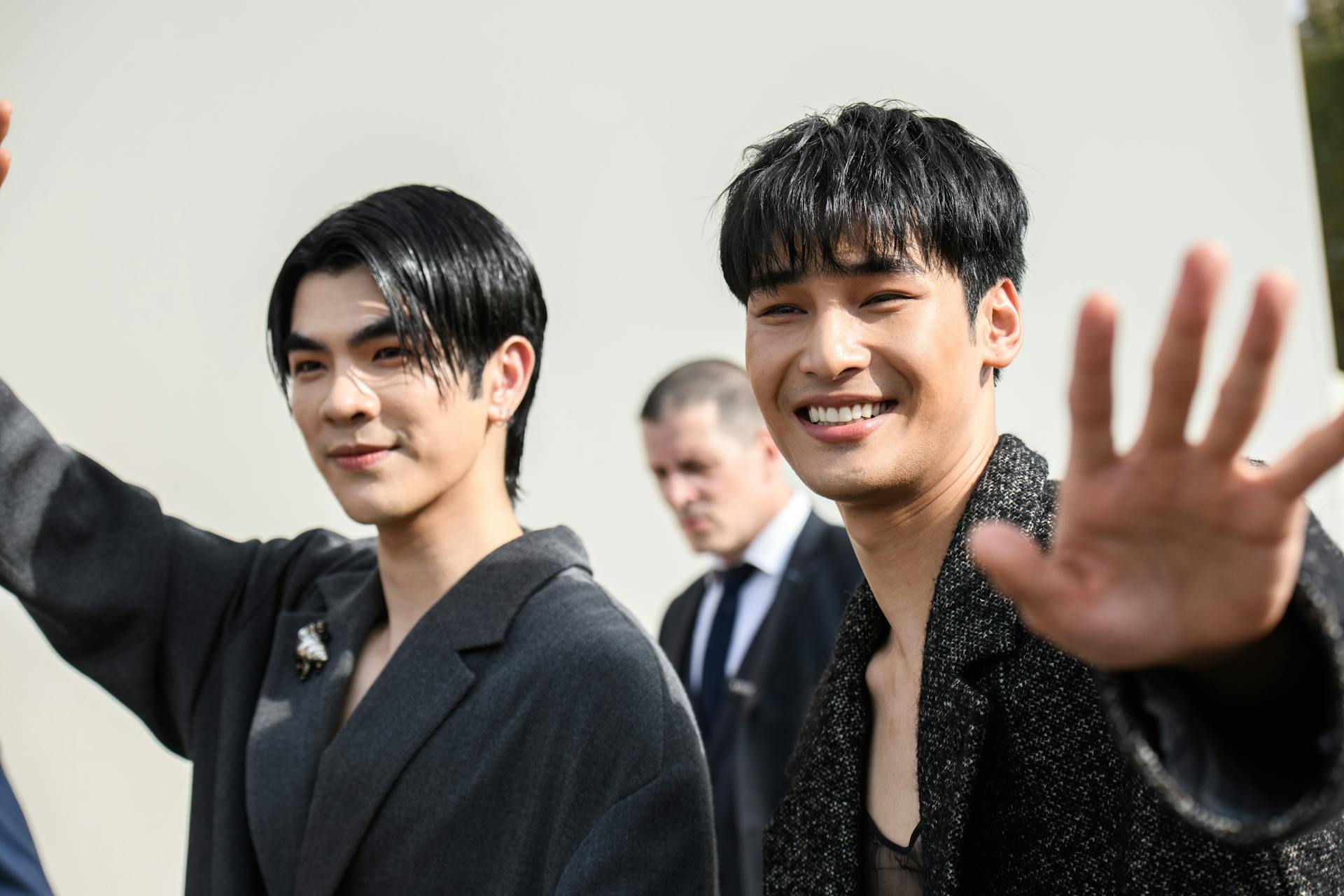 Mile Phakphum Romsaithong and Nattawin Wattanagitiphat attend the Christian Dior Spring/Summer 2024 fashion show. (Getty)