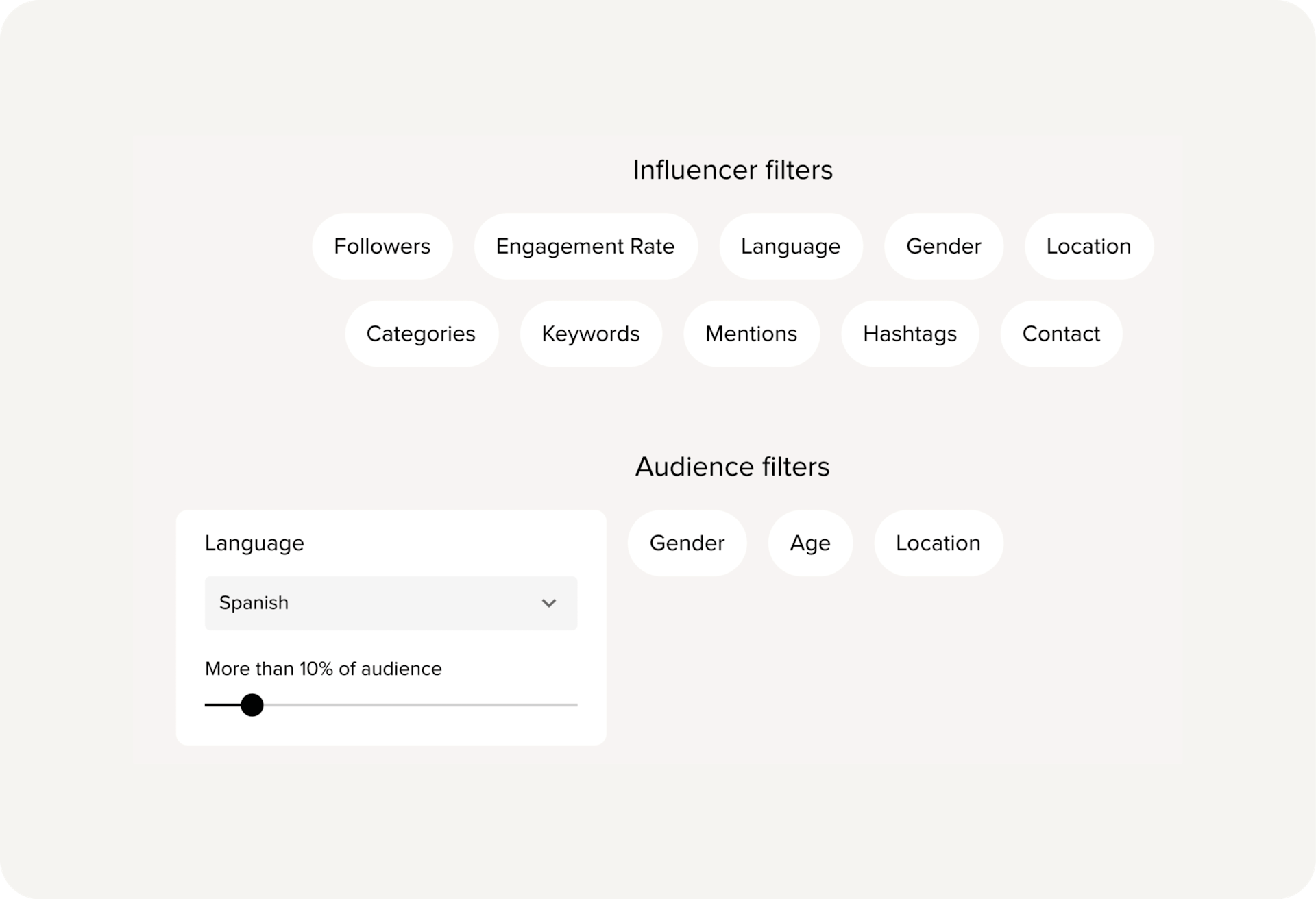 Illustration of a simplified lefty feature showing how easy is to find relevant matches with the smart filters the platform provides.