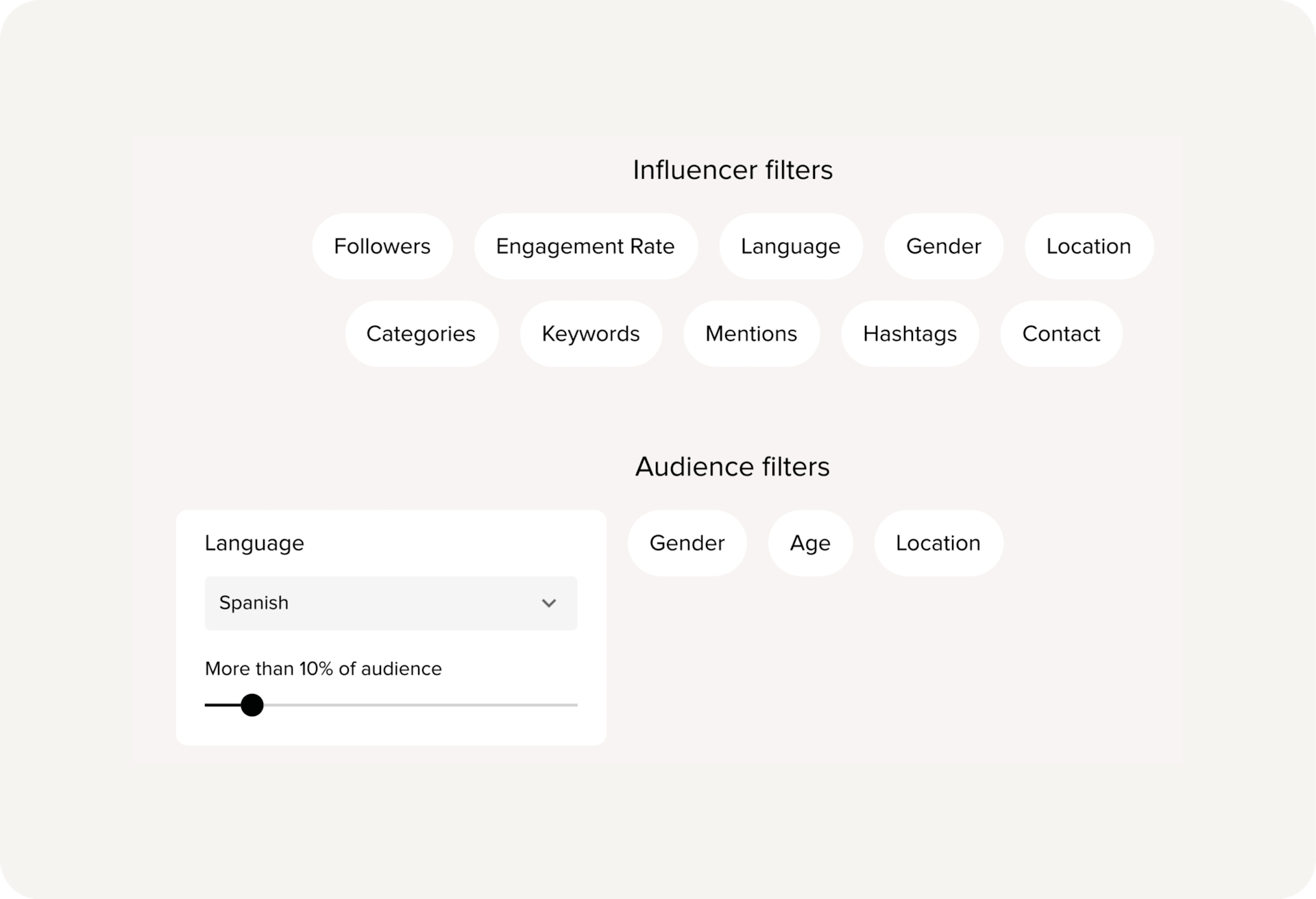 Illustration of a simplified lefty feature showing how easy is to find relevant matches with the smart filters the platform provides. 