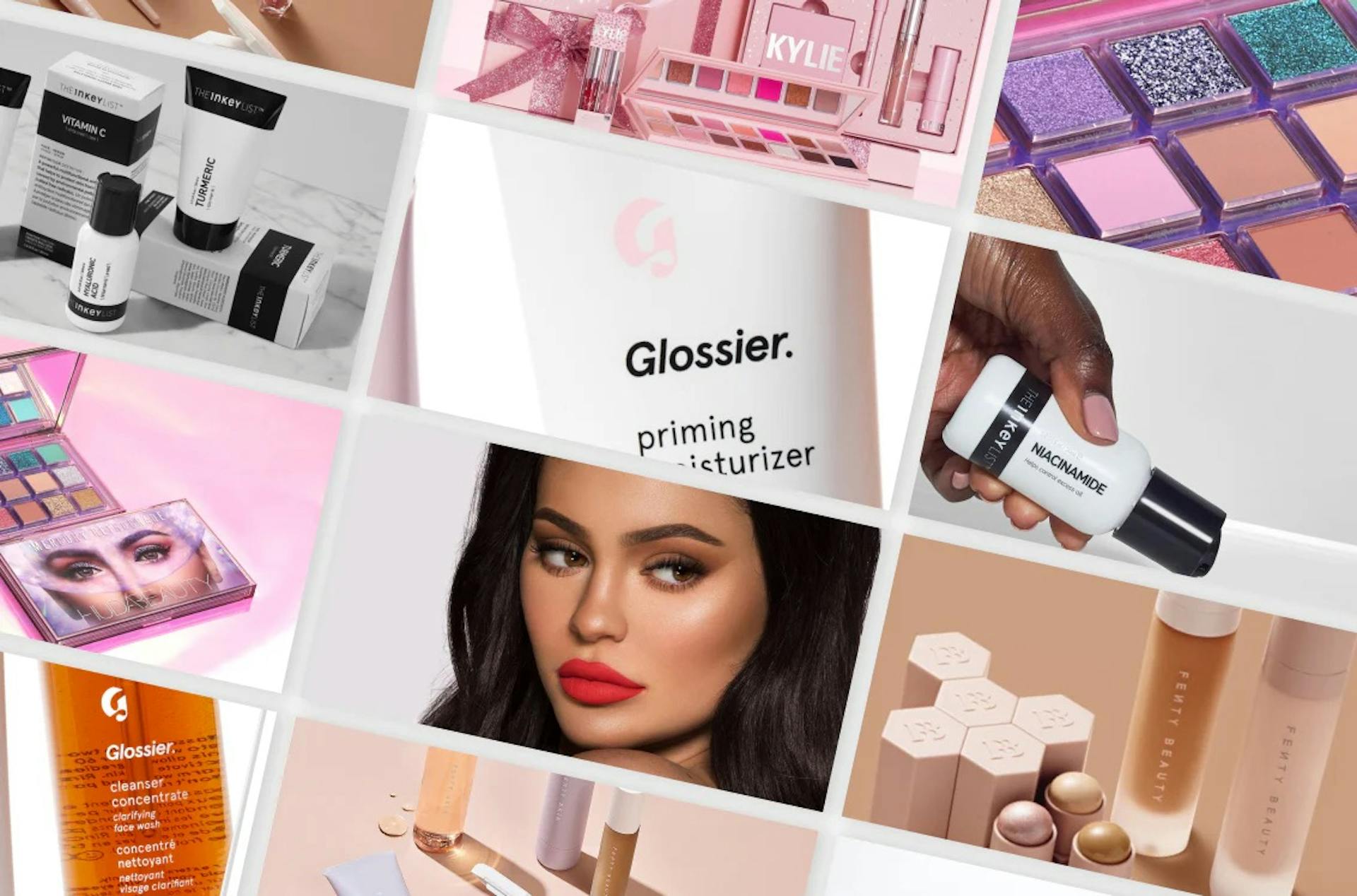 Collage of beauty ecommerce brands.