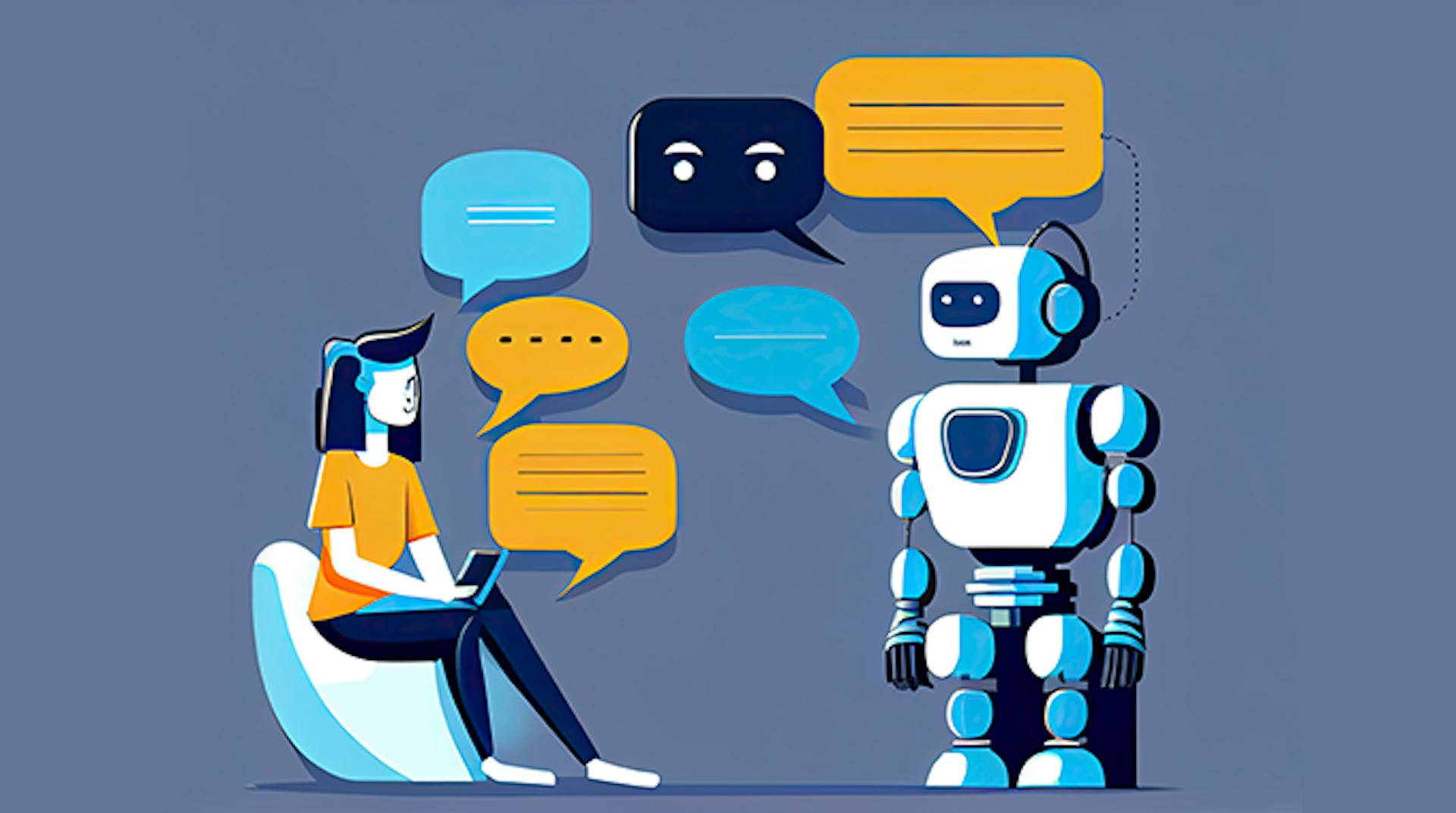 An AI chat bot conversing with a website user.