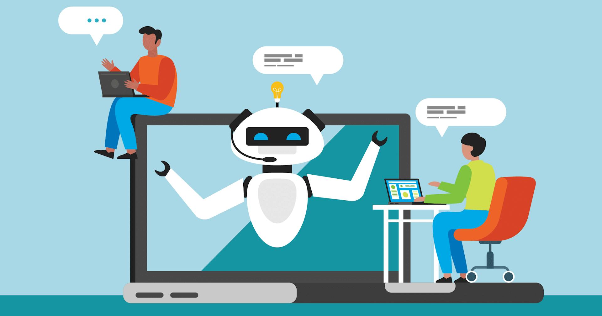 Customers interacting with an AI chat bot.