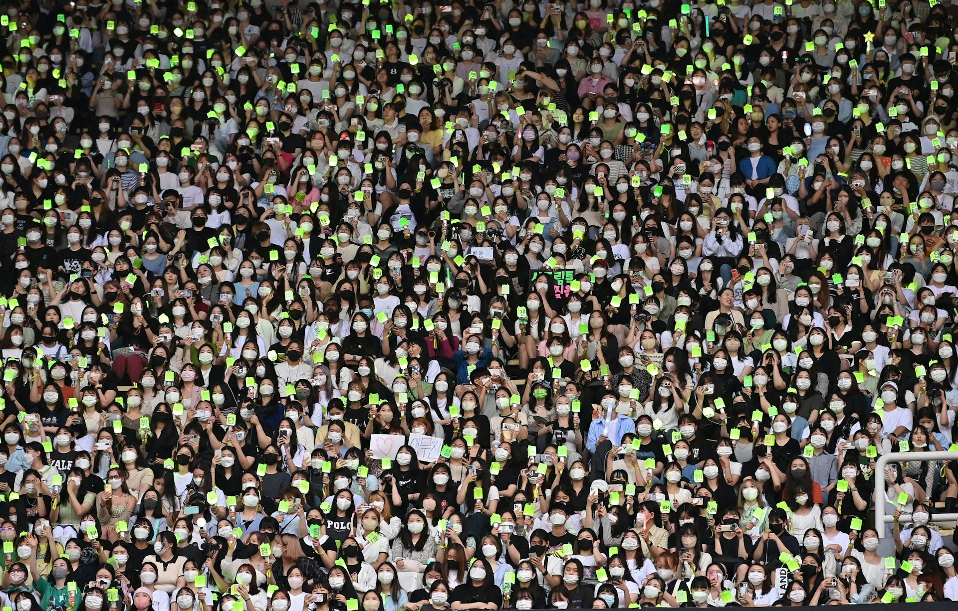 Fans at a K-pop concert in South Korea.