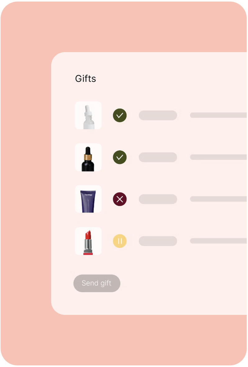 A graphic of influencers accepting and rejecting gifts on Lefty's platform.
