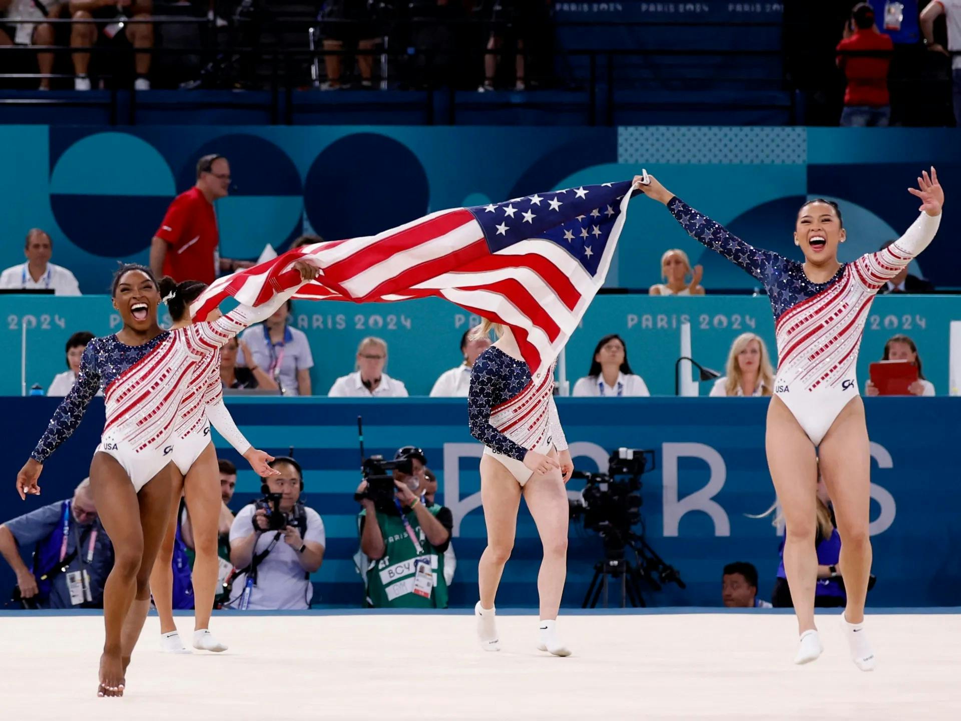 Team USA's gold winning gymnastics team.