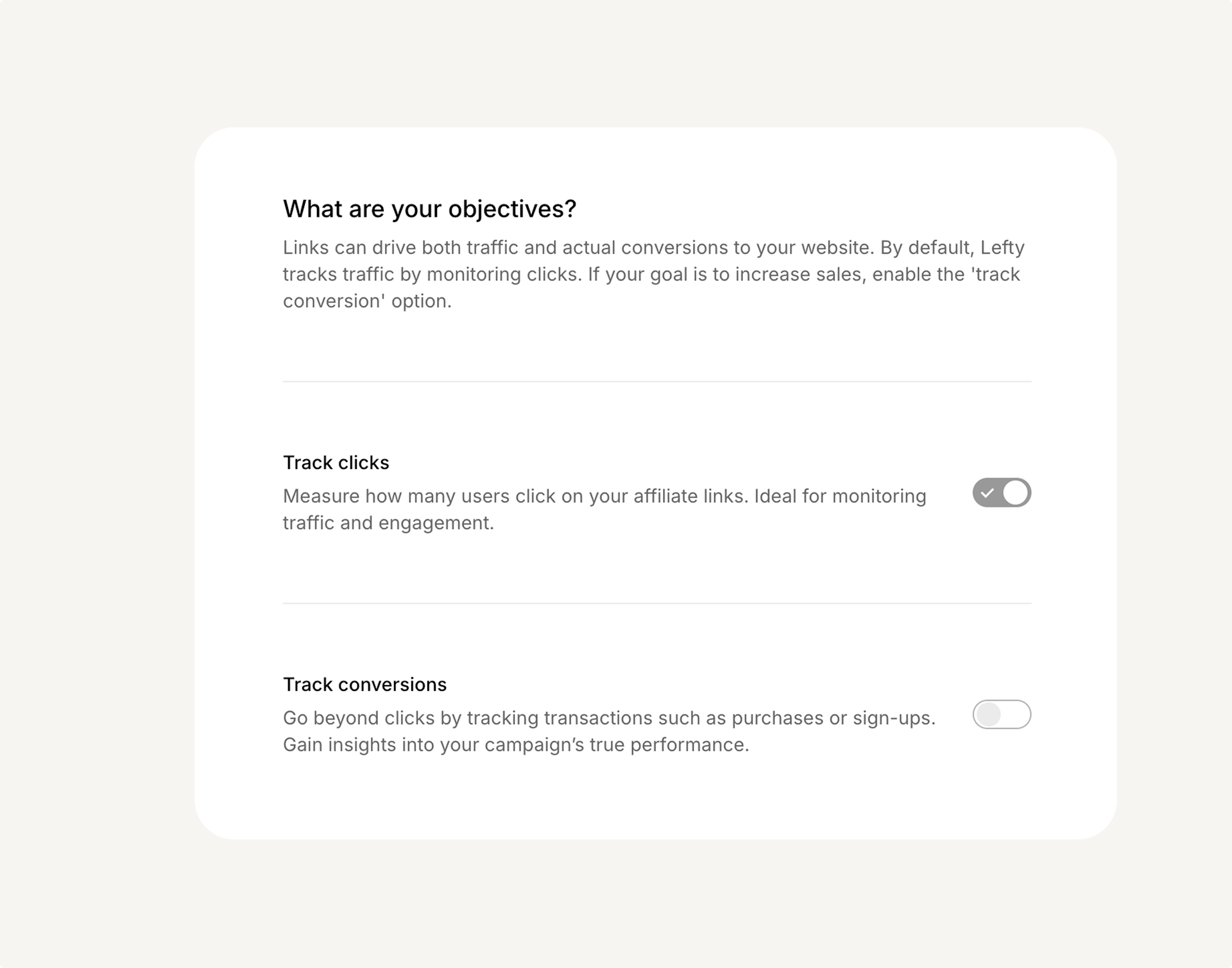 Affiliation on Lefty, simplified workflows