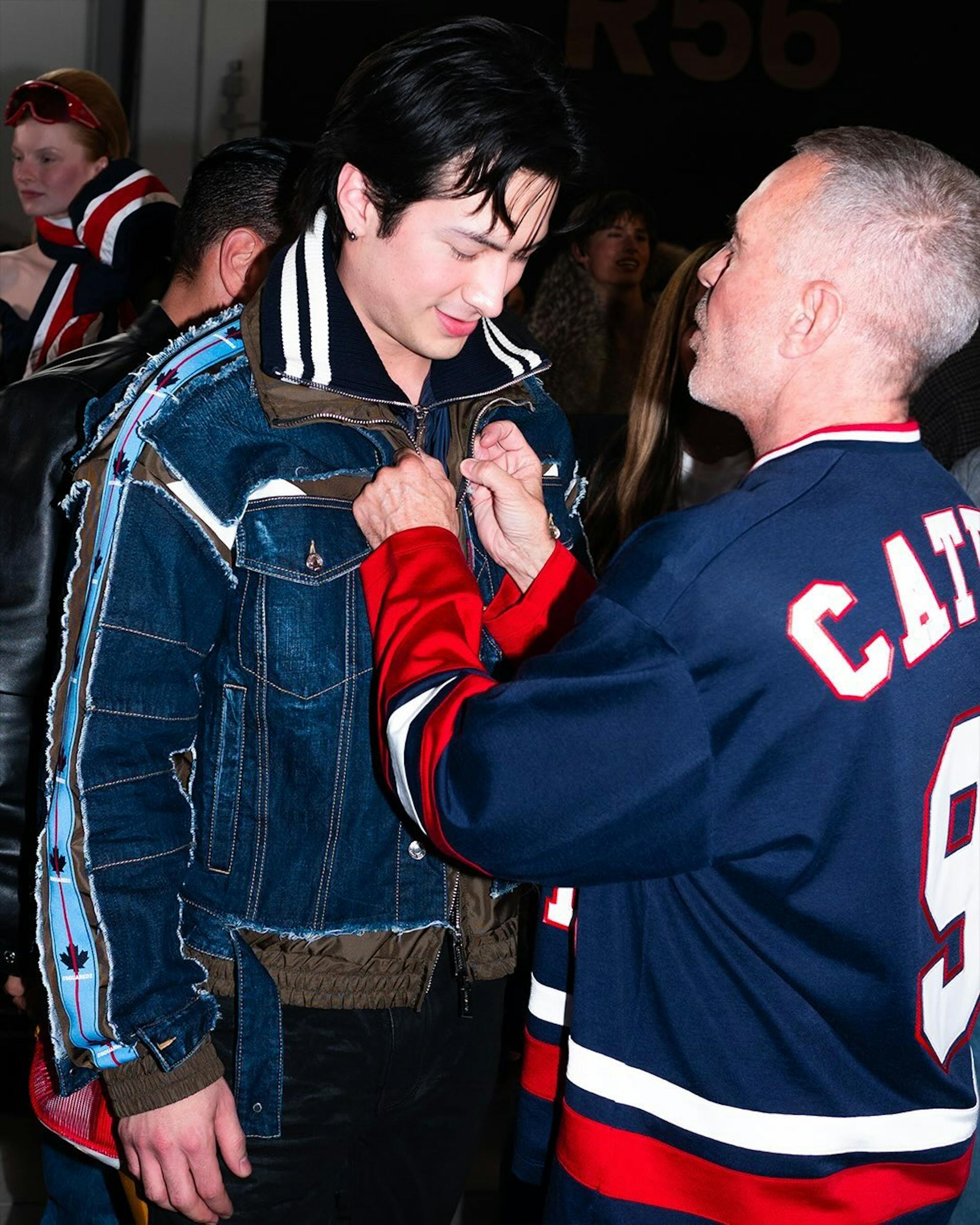 Hudson Williams backstage at Dsquared2. Instagram.