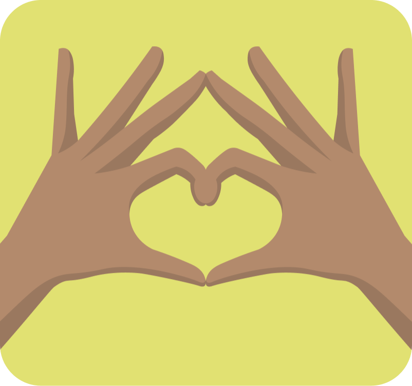 An illustration of two hands making a heart. 