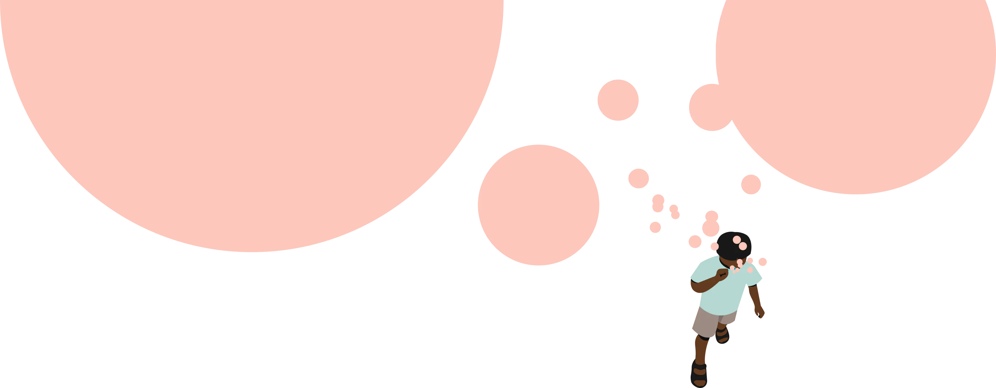 An illustration of a child blowing bubbles.