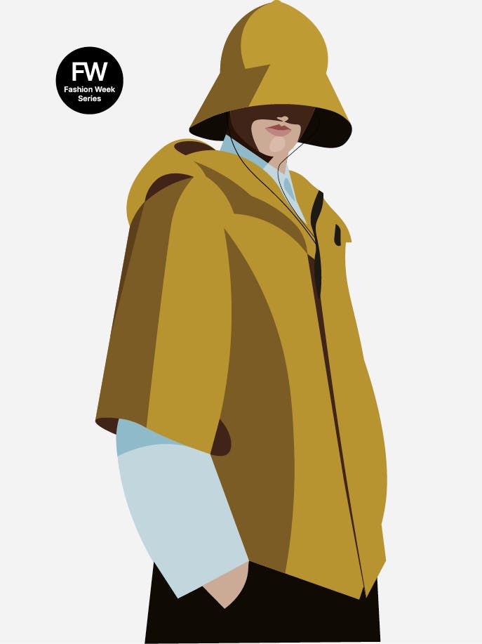 an illustration of a man in a yellow coat.