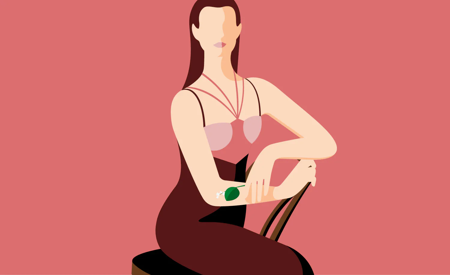 an illustration of a woman sitting on a chair.